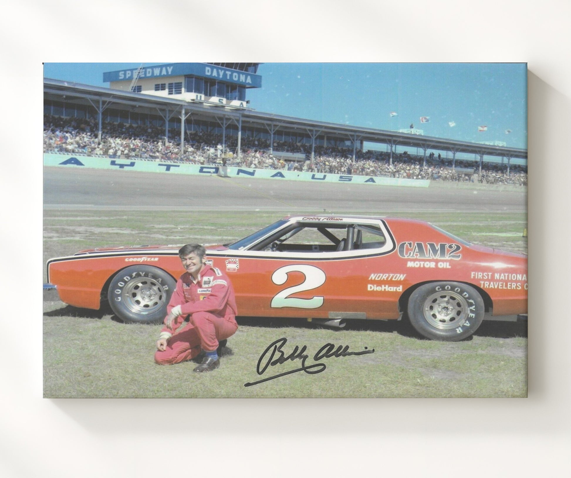 Bobby Allison - Daytona Speedway Portrait Racing Wall Art 20x24 Canvas wall art print – Racing Wall Art decor