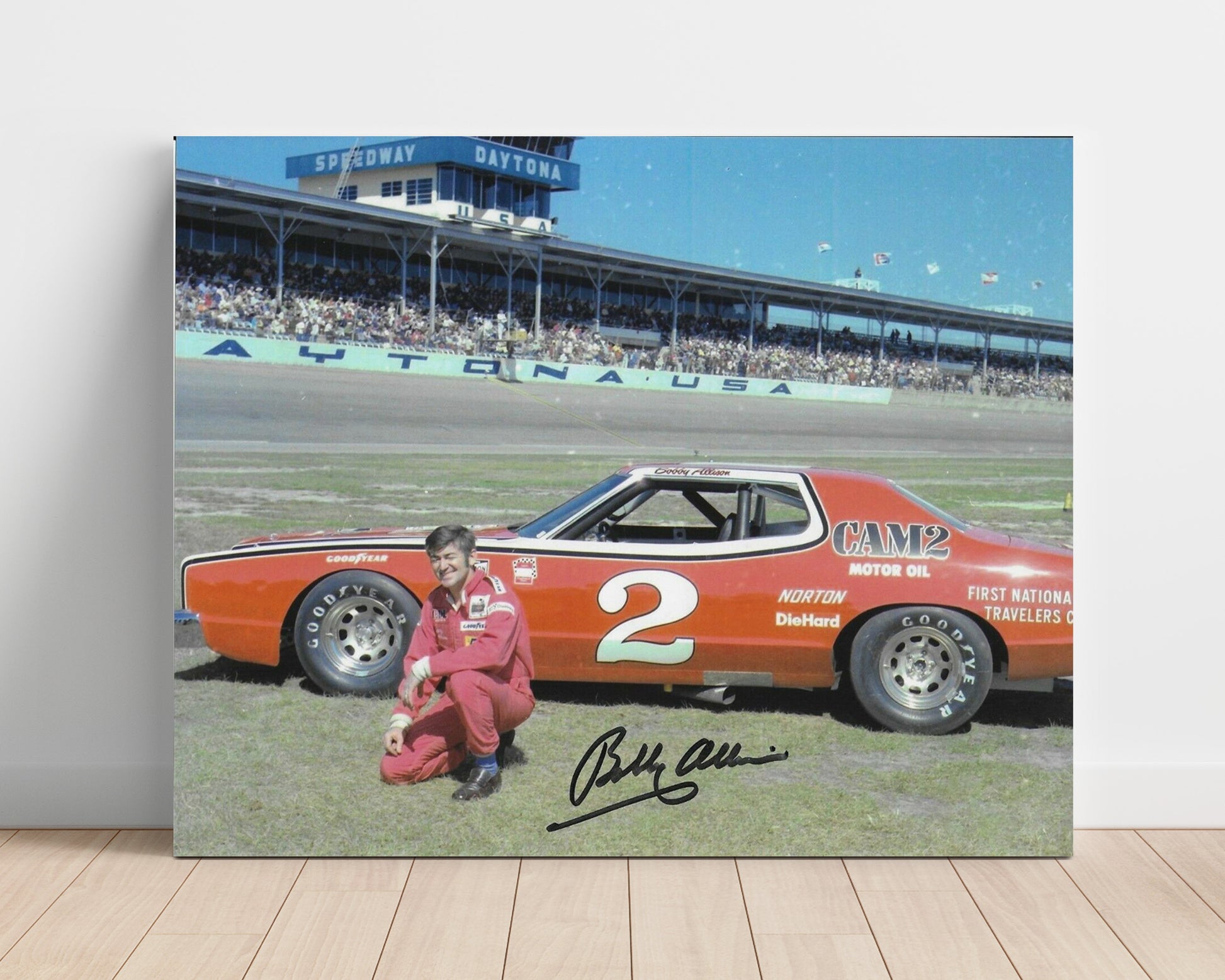 Bobby Allison - Daytona Speedway Portrait Racing Wall Art 16x20 Unframed Print wall art print – Racing Wall Art decor