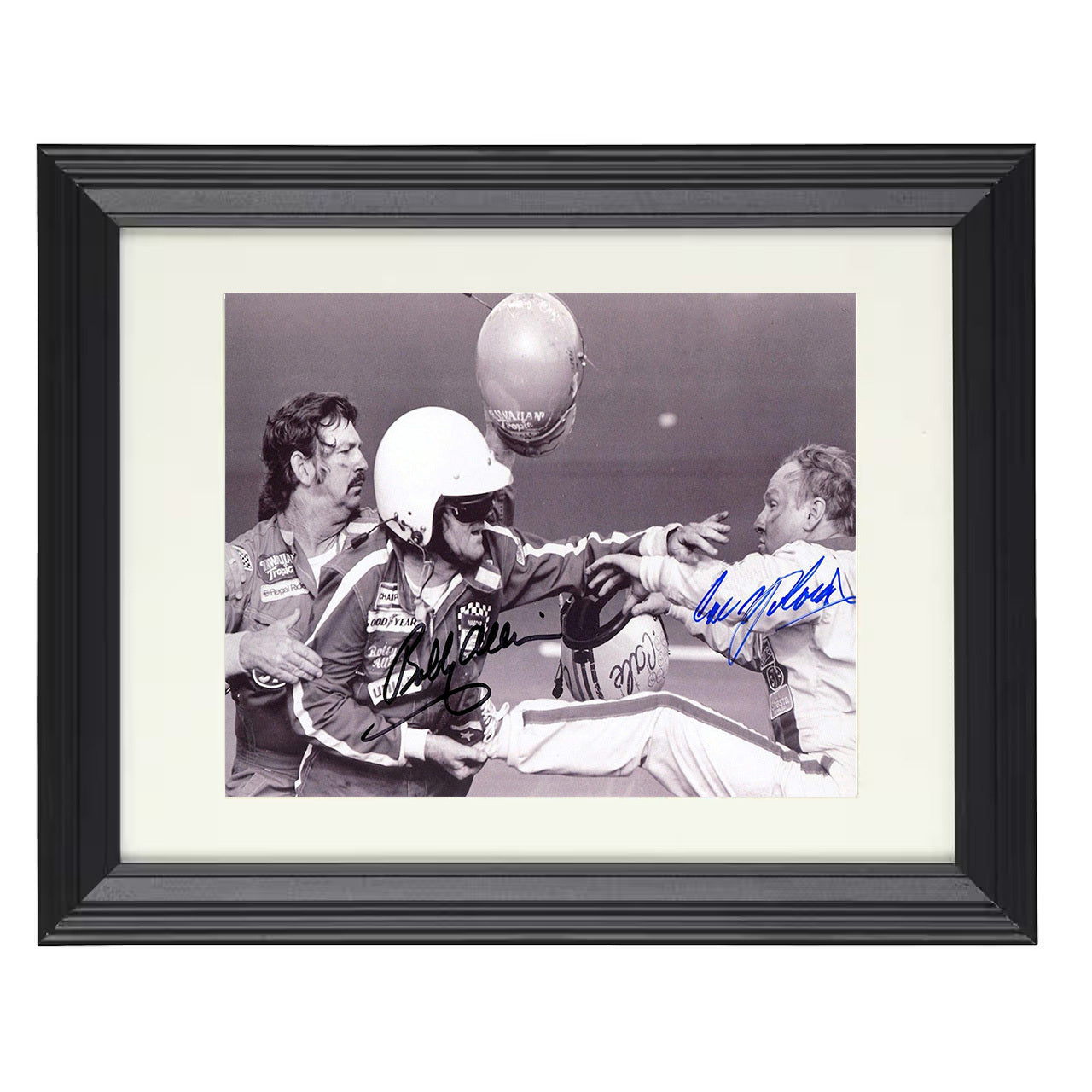 Bobby Allison and Cale Yarborough – Daytona Fight 8x10 matted black framed racing wall art