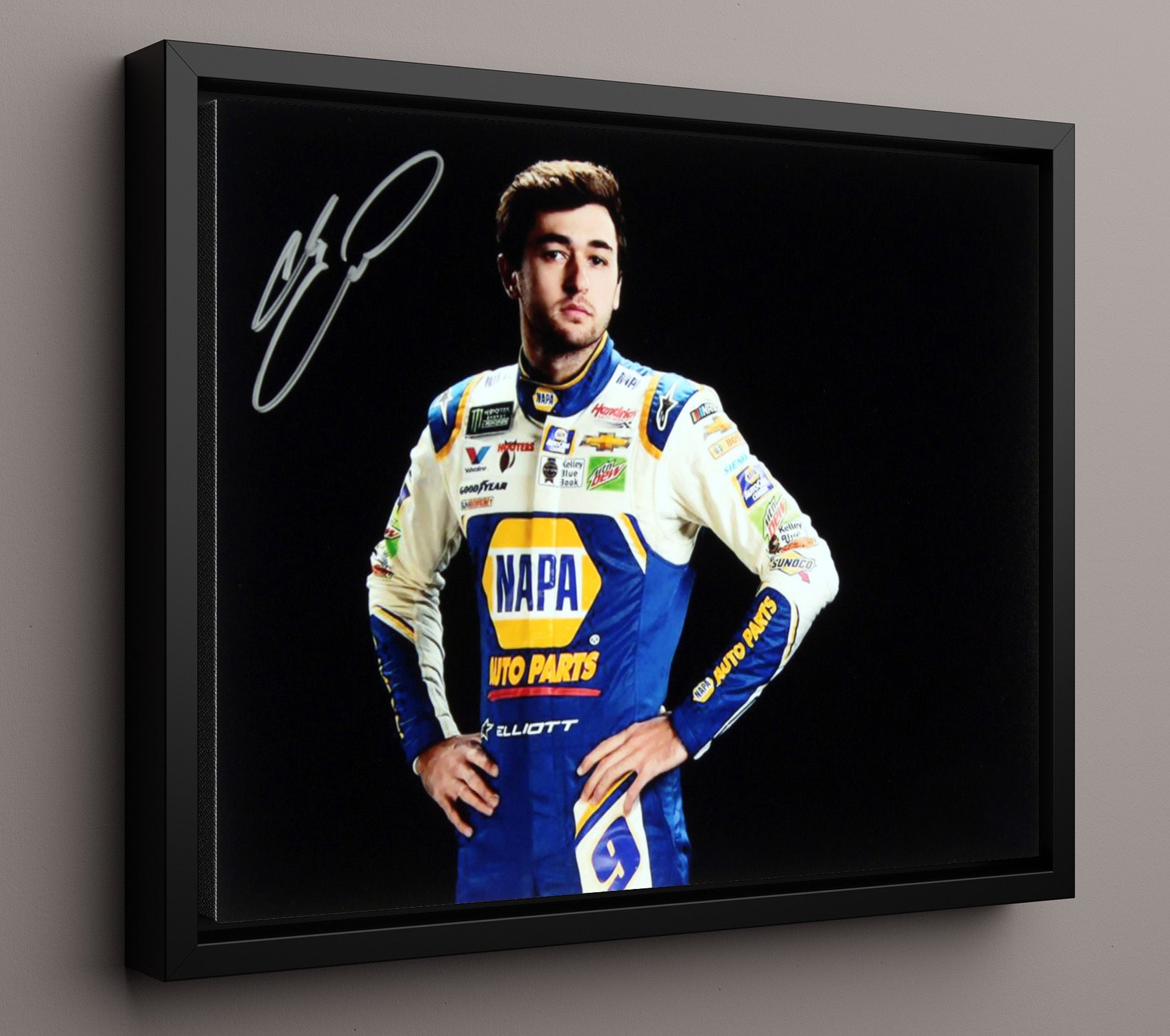 Chase Elliott - NAPA Auto Parts Portrait Racing Wall Art 16x20 Framed Canvas wall art print – Racing Wall Art decor