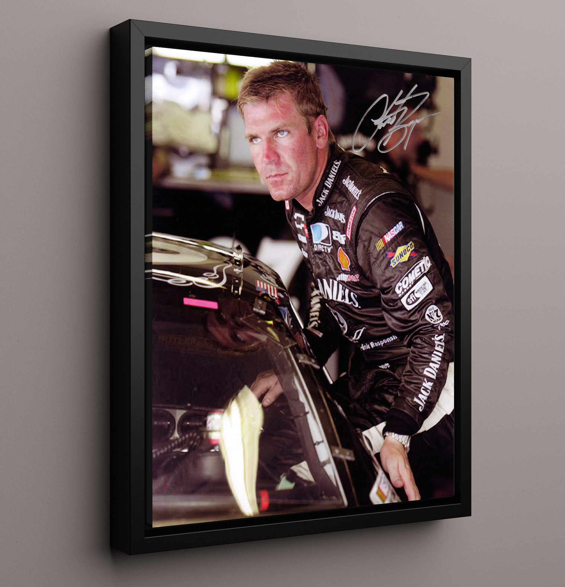Clint Bowyer - Jack Daniels NASCAR Portrait Racing Wall Art 16x20 Framed Canvas wall art print – Racing Wall Art decor