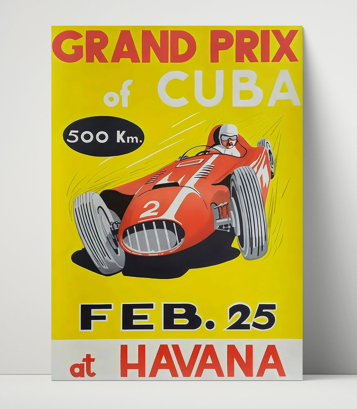 Cuban Grand Prix - Havana 500 km Vintage Poster - Gallery Frame racing wall art