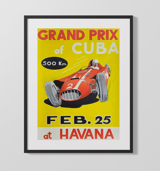Cuban Grand Prix - Havana 500 km Vintage Poster - Canvas racing wall art