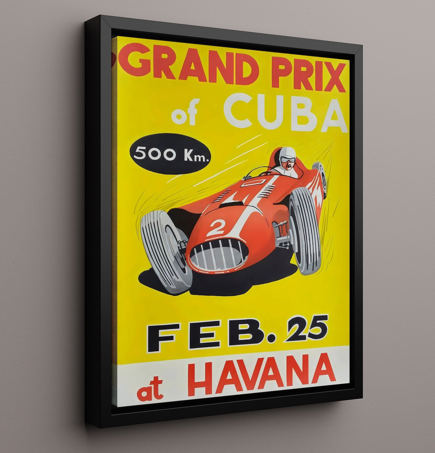 Cuban Grand Prix - Havana 500km Vintage Poster Racing Wall Art 16x20 Framed Canvas wall art print – Racing Wall Art decor