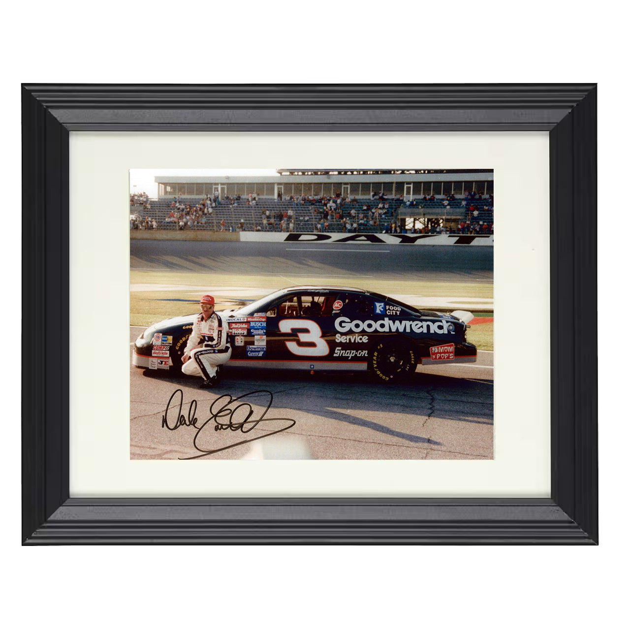 Dale Earnhardt – Goodwrench Chevrolet No. 3 Car Image 8x10 matted black framed racing wall art
