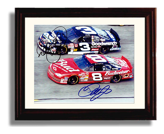 Dale Earnhardt Jr and Sr - Dual Cars- Landscape.jpg Racing Wall Art 8x10 Beveled Frame wall art print – Racing Wall Art decor