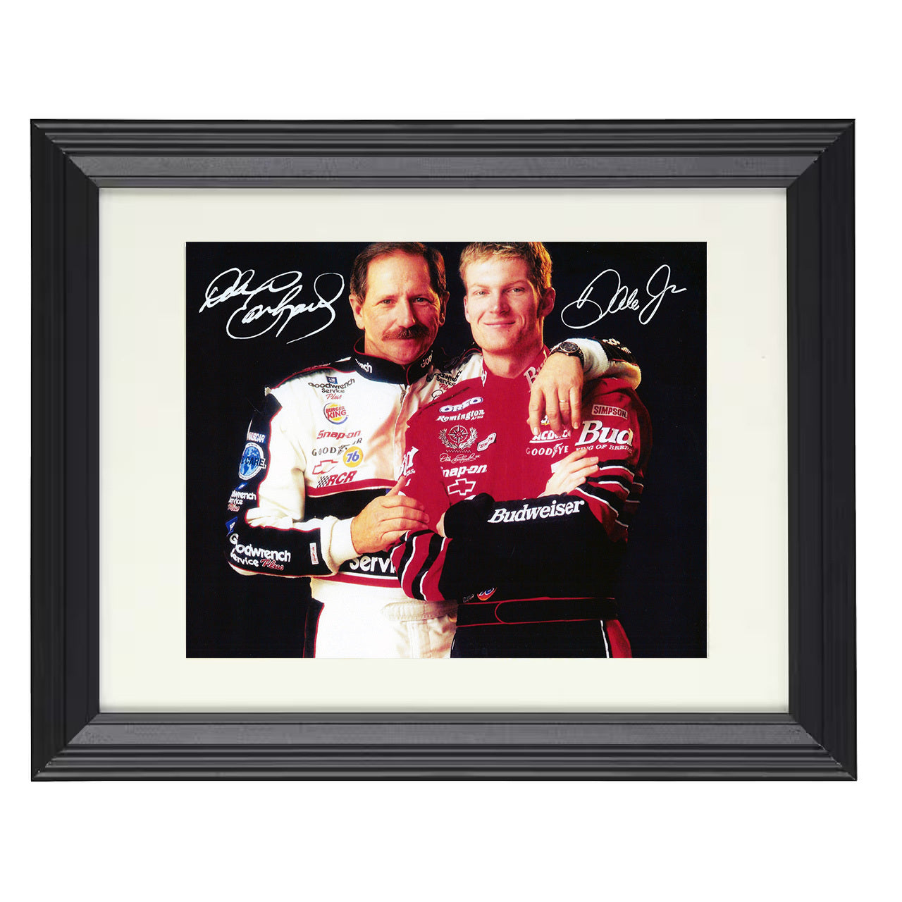 Dale Earnhardt Jr. and Sr. – Father Son 8x10 matted black framed racing wall art