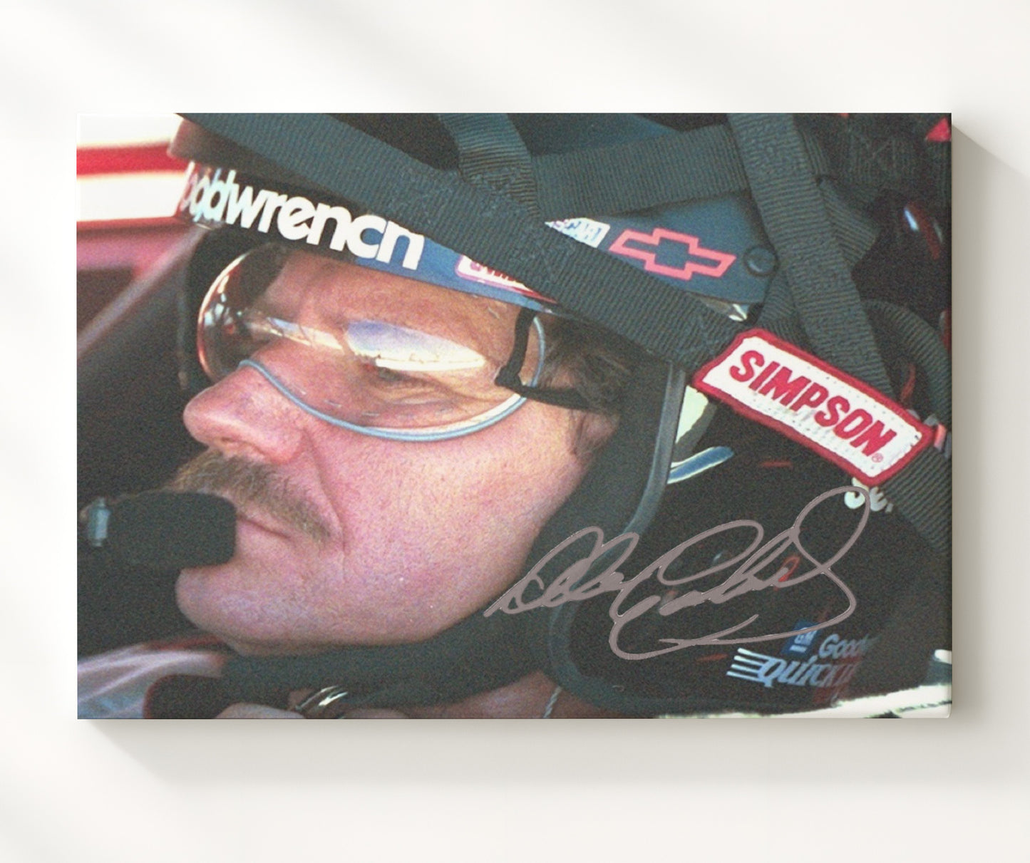 Dale Earnhardt Sr - Goodwrench Helmet Close Up Racing Wall Art 20x24 Canvas wall art print – Racing Wall Art decor