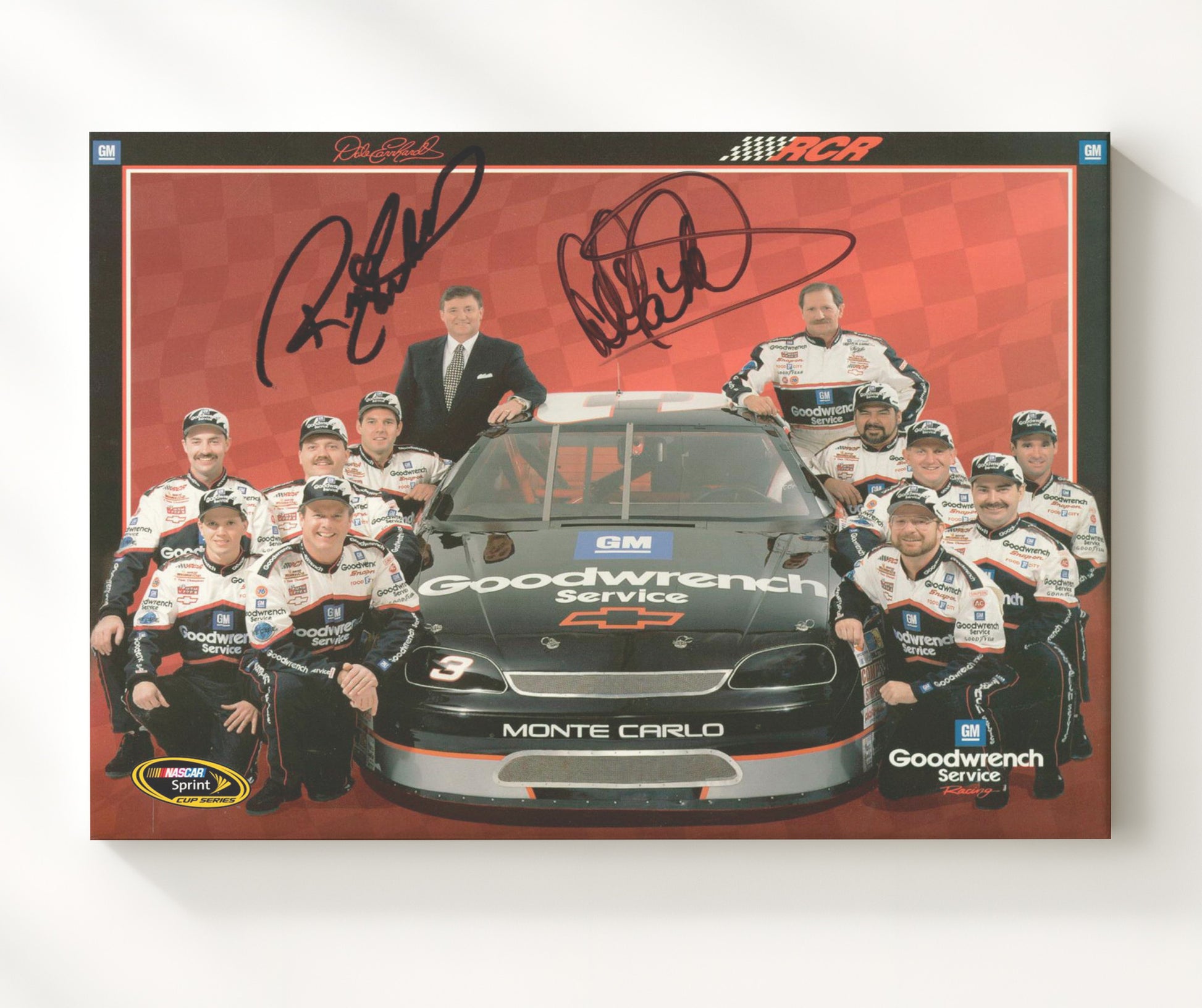 Dale Earnhardt and Richard Childress - Goodwrench Racing Team Photo Racing Wall Art 20x24 Canvas wall art print – Racing Wall Art decor