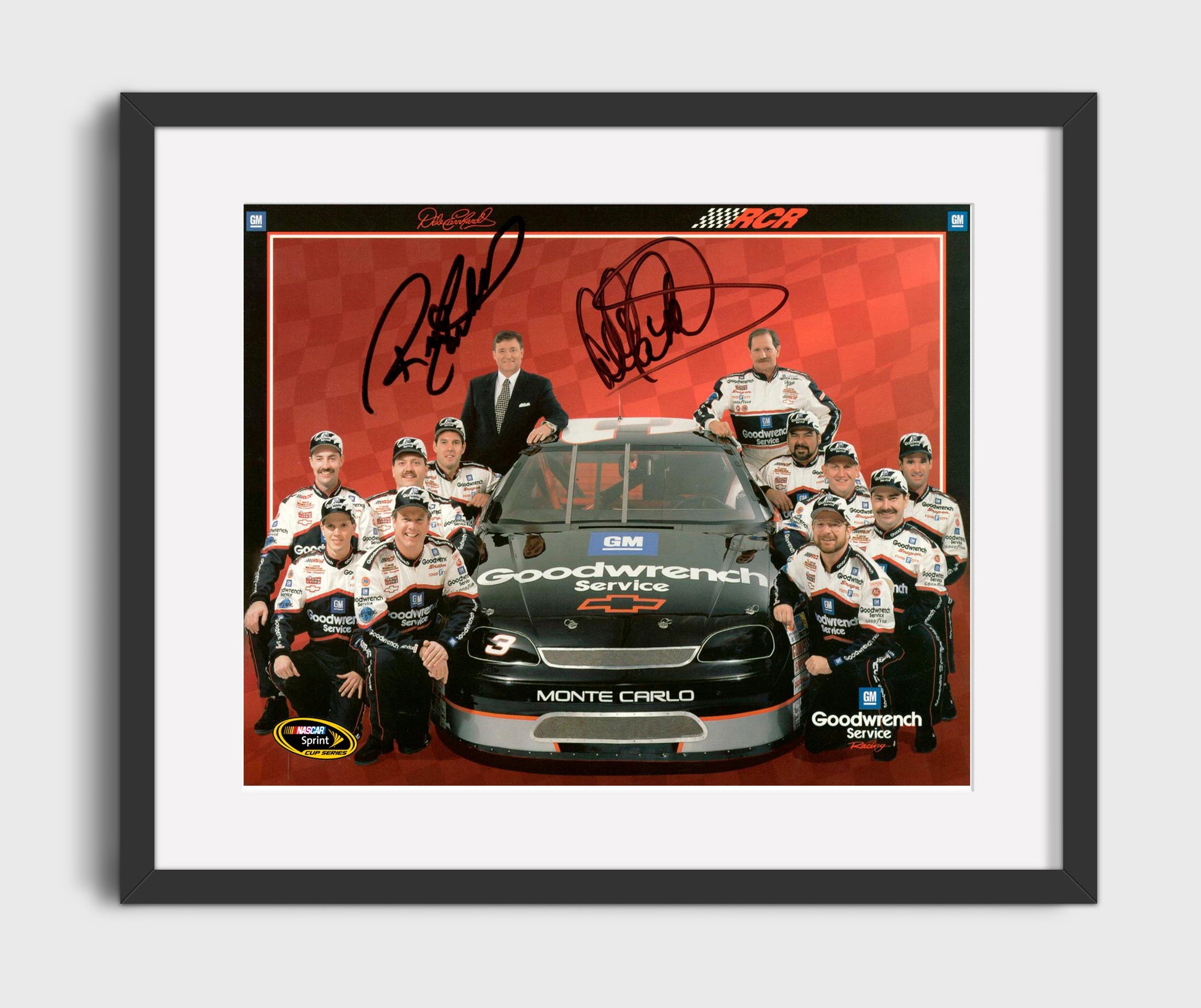 Dale Earnhardt and Richard Childress - Goodwrench Racing Team Photo Racing Wall Art 16x20 Gallery Frame wall art print – Racing Wall Art decor