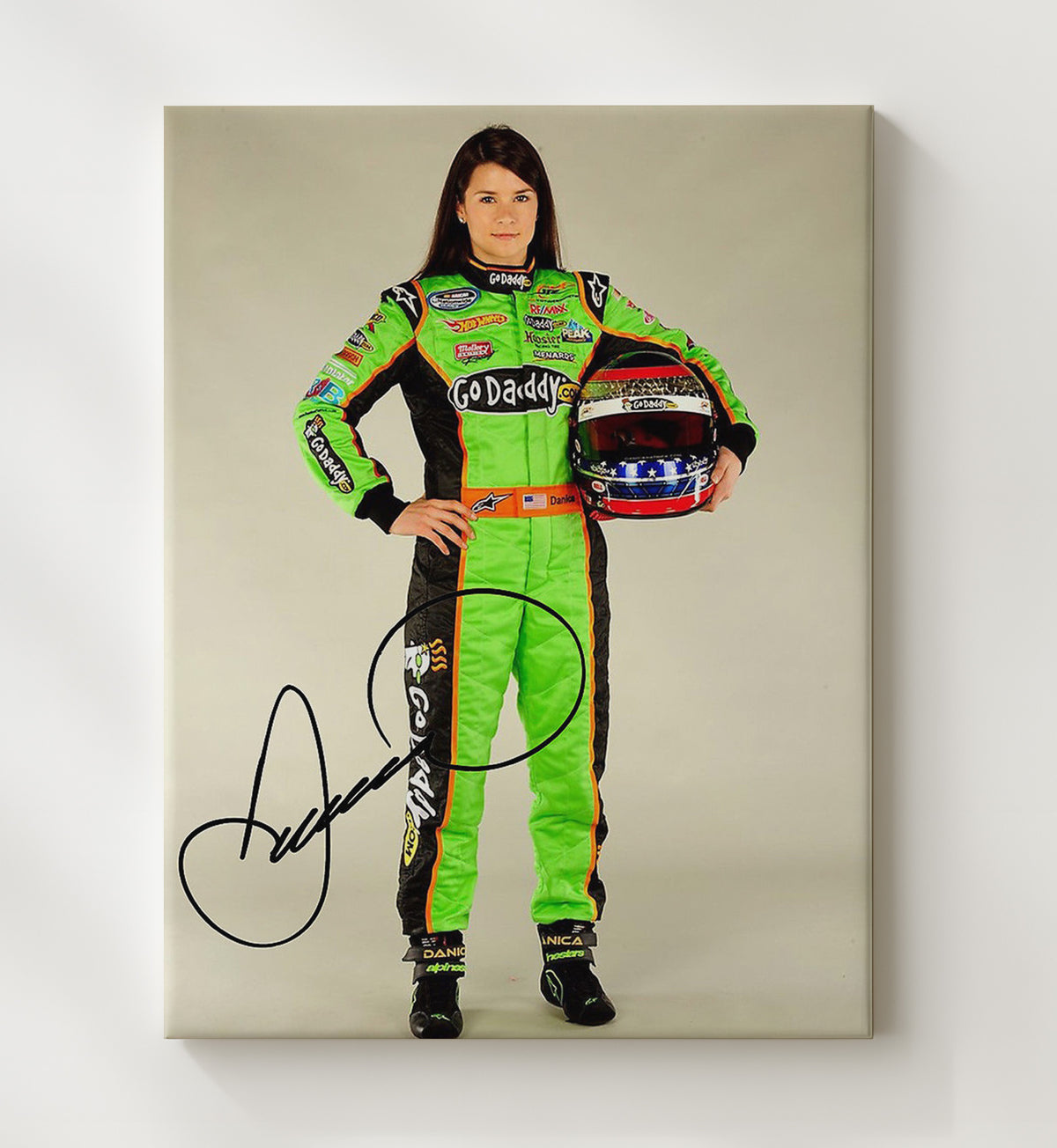 Danica Patrick GoDaddy Racing Driver - Framed Canvas racing wall art