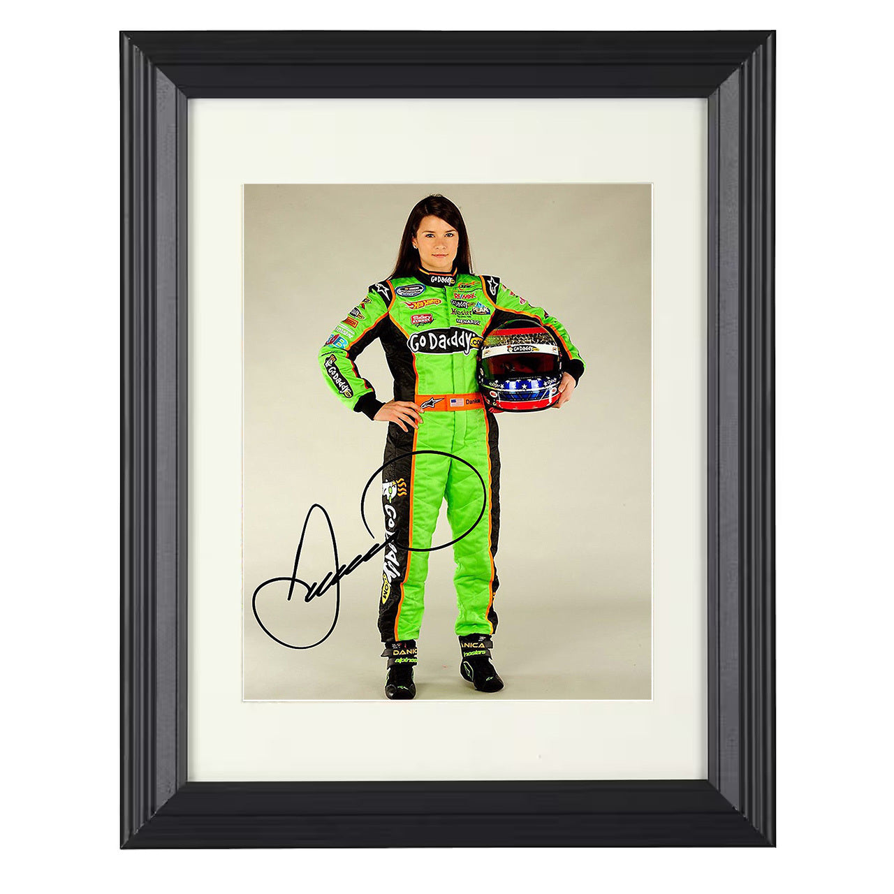 Danica Patrick – GoDaddy Racing Image 8x10 matted black framed racing wall art