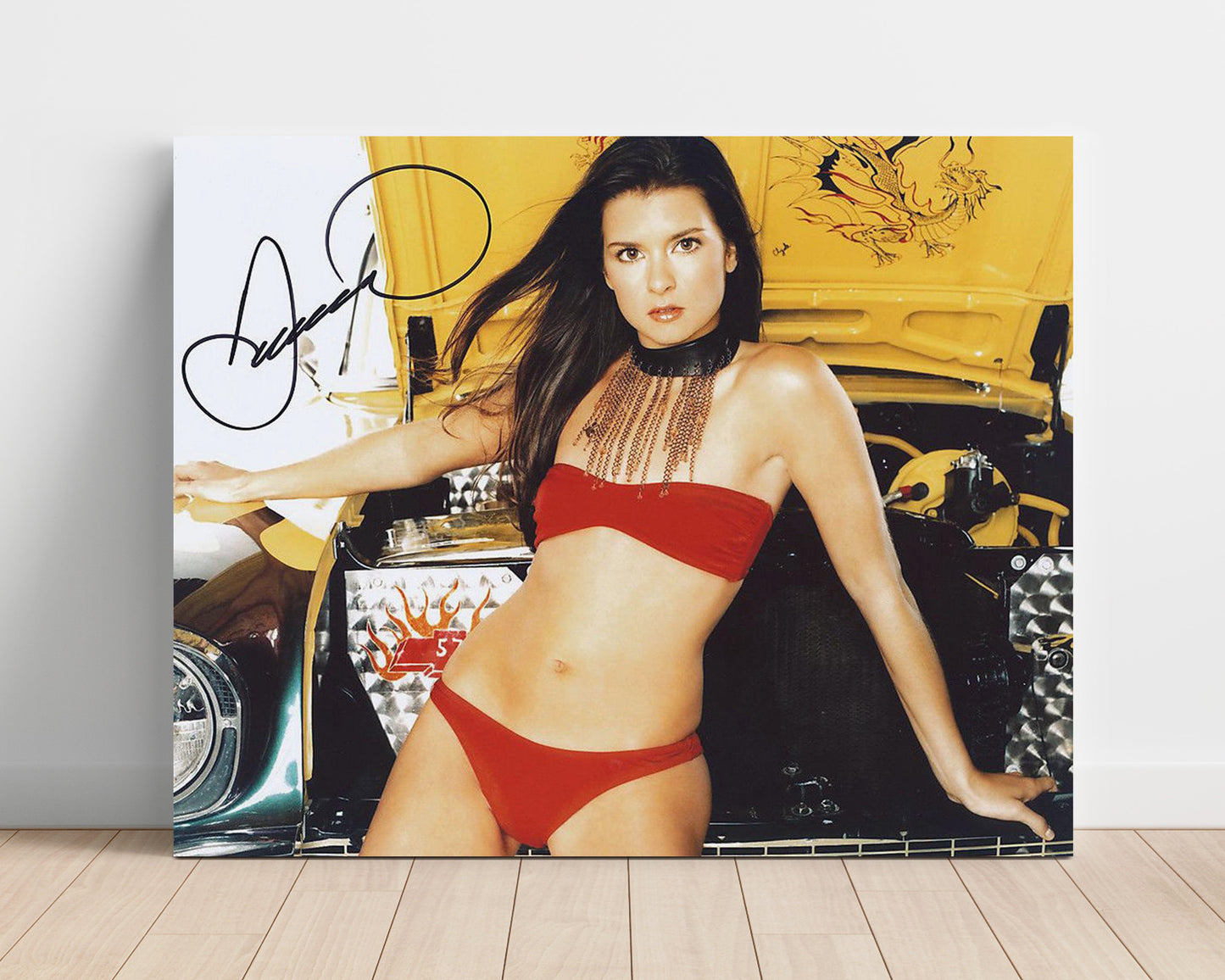 Danica Patrick - Promotional Photo with Custom Car - Gallery Frame racing wall art