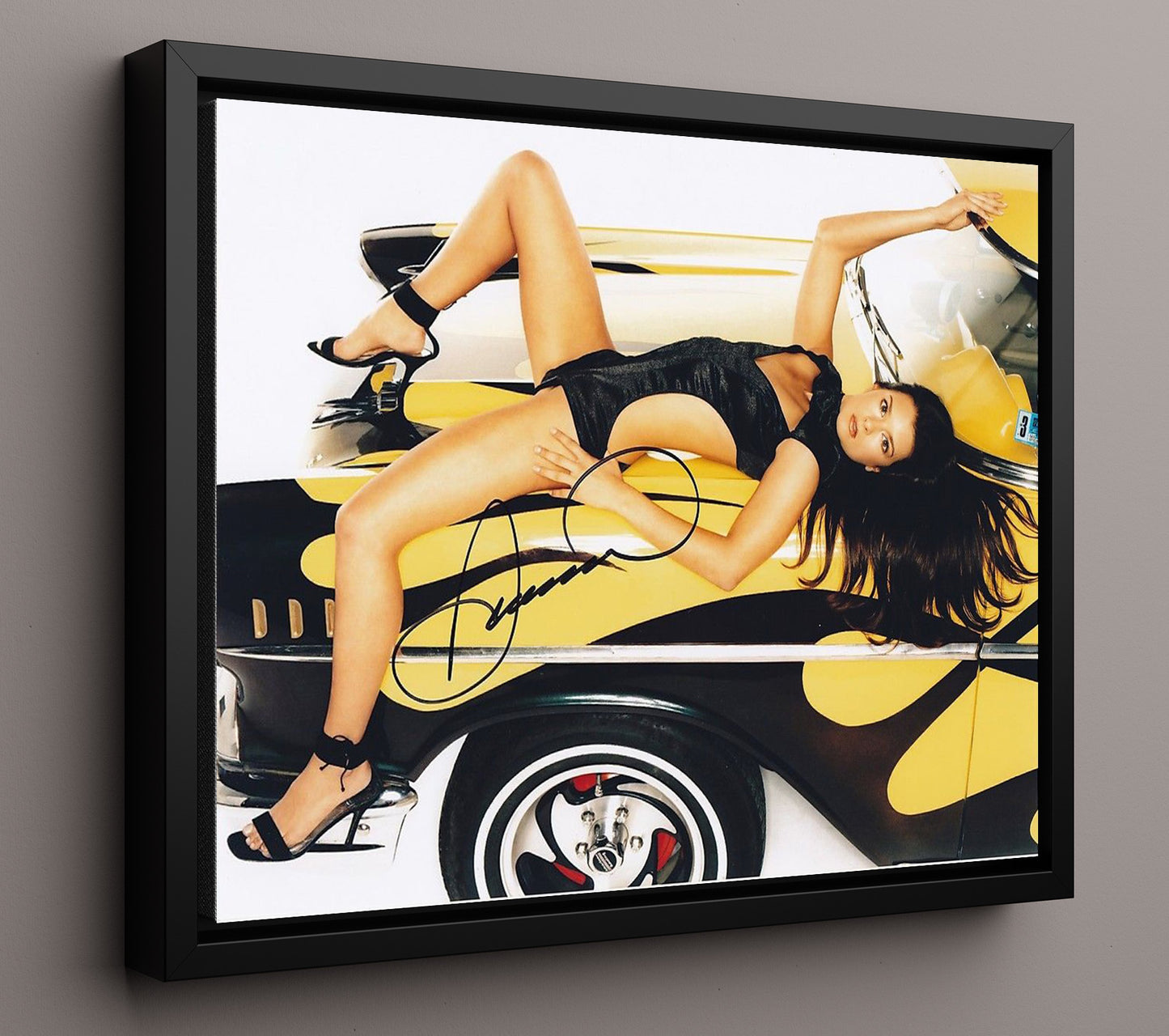 Danica Patrick - Yellow and Black Corvette Pinup - Unframed Print racing wall art