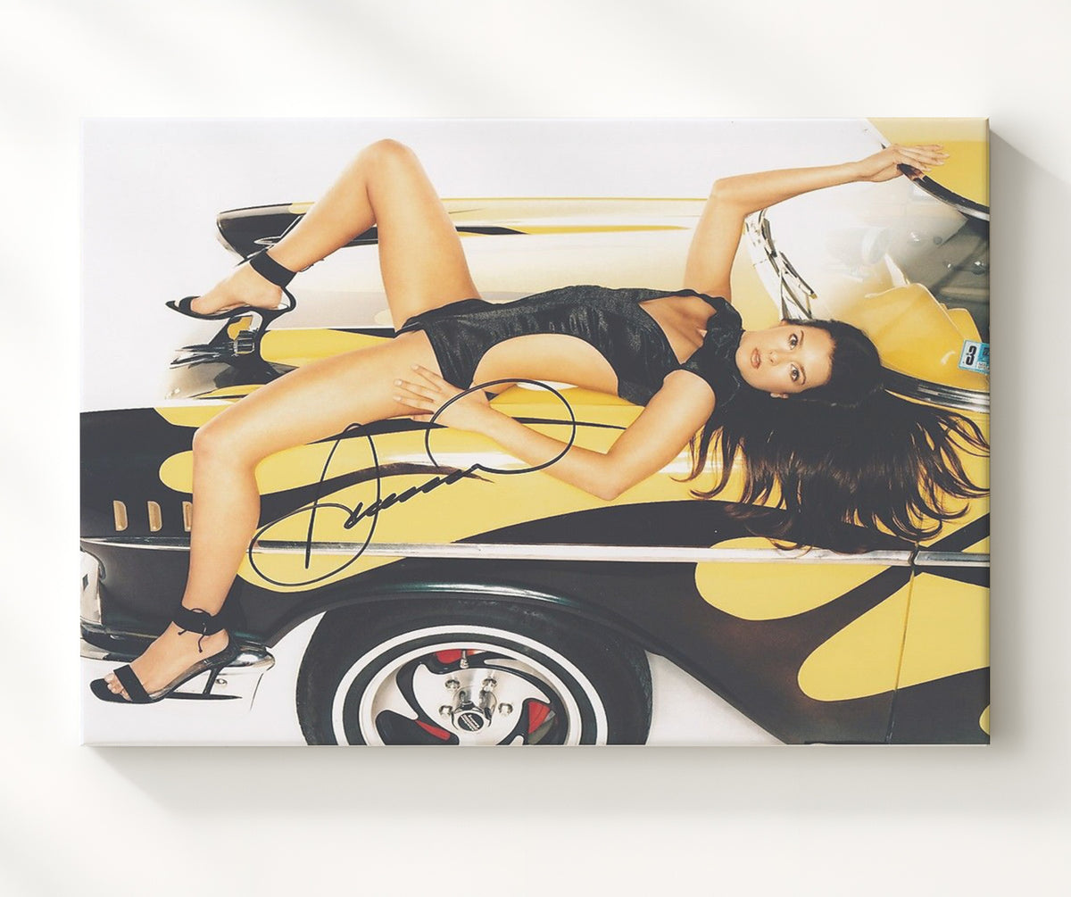Danica Patrick - Yellow and Black Corvette Pinup - Framed Canvas racing wall art