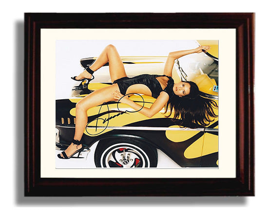 Danica Patrick - Yellow Black Corvette Pinup Racing Wall Art 8x10 Beveled Frame wall art print – Racing Wall Art decor