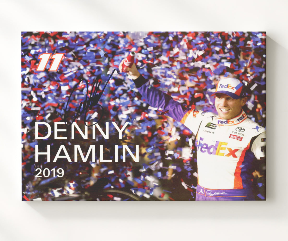 Denny Hamlin - Victory Celebration 2019 - Framed Canvas racing wall art