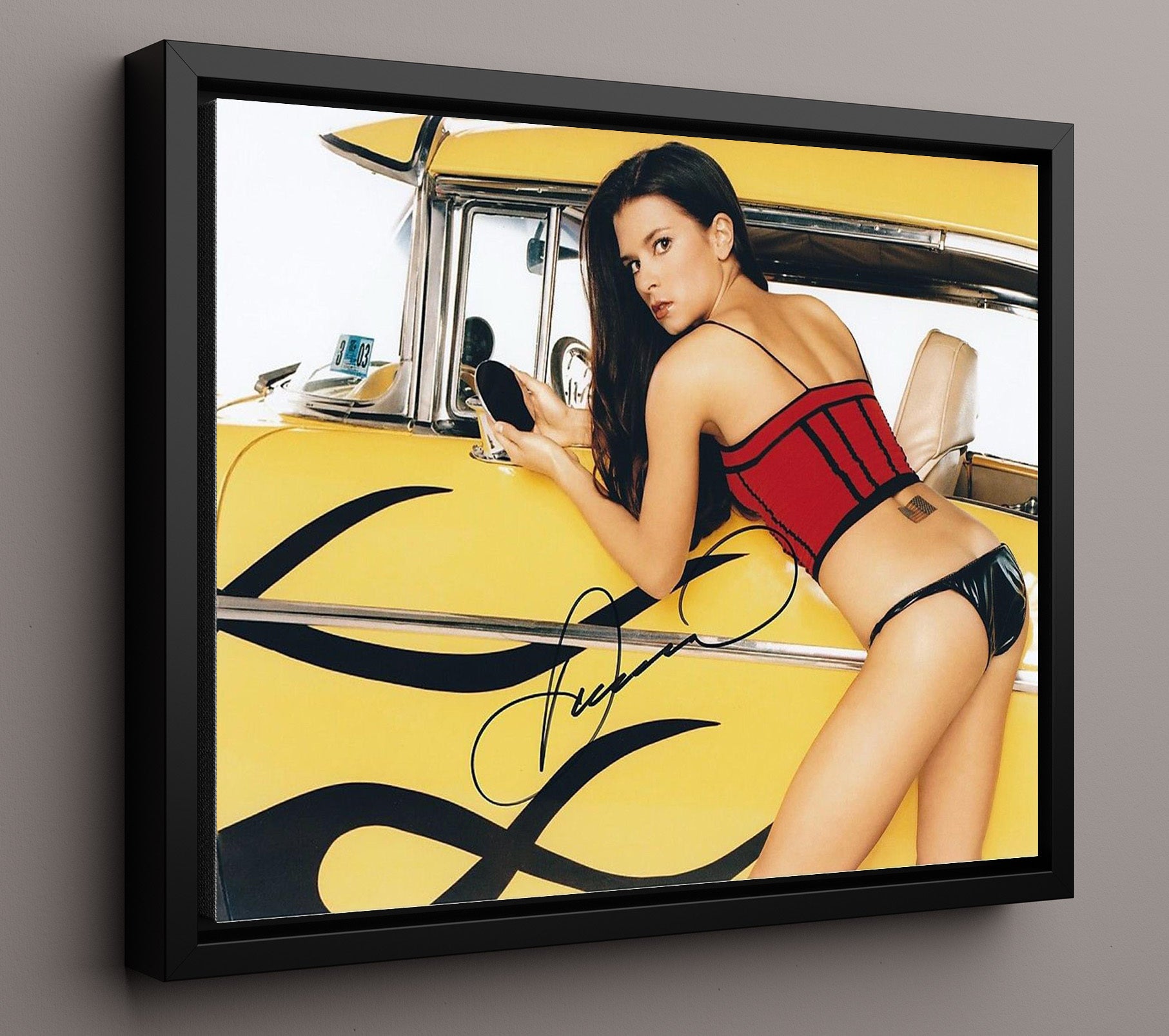 IndyCar - Danica Patrick American Flag Helmet Portrait Racing Wall Art 16x20 Framed Canvas wall art print – Racing Wall Art decor