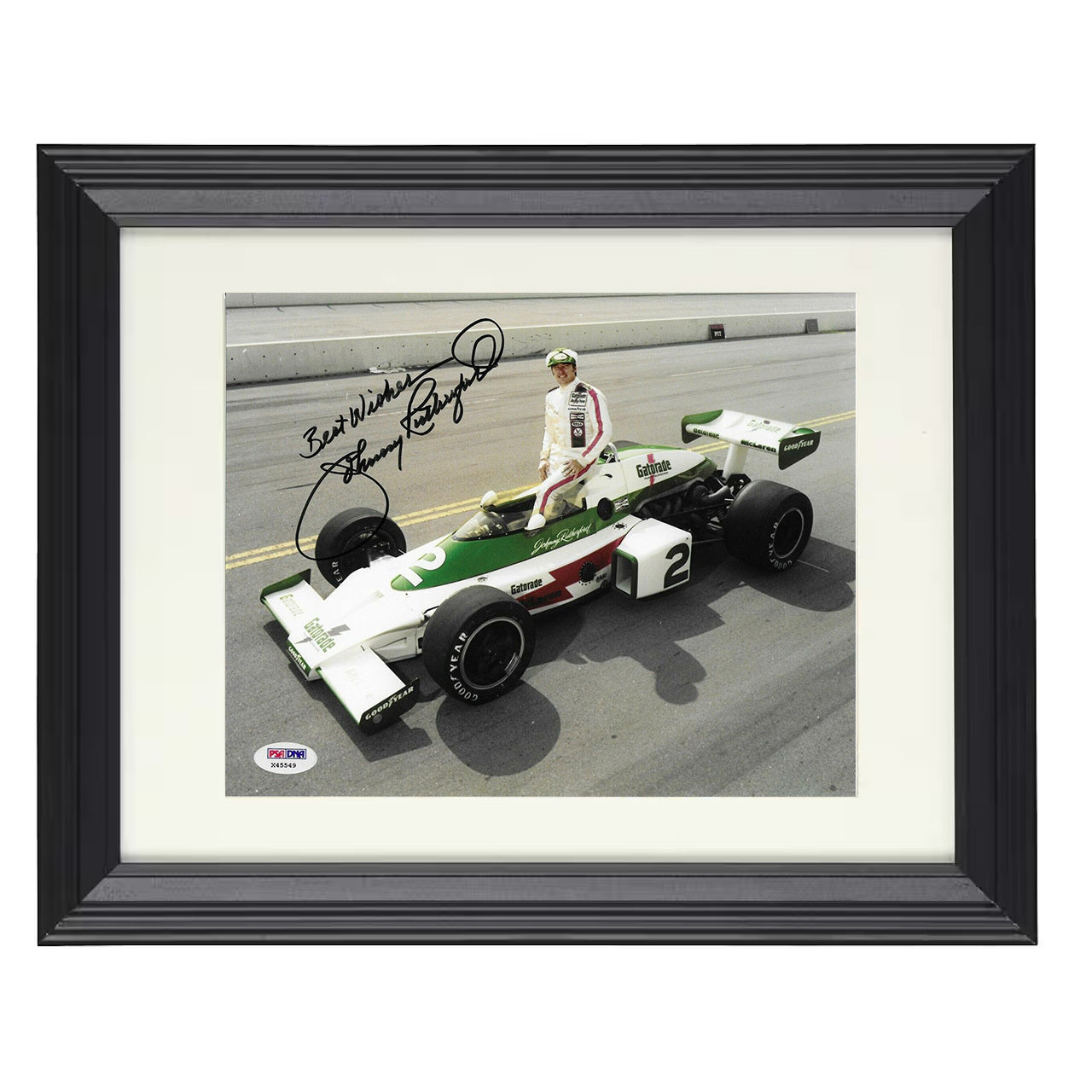 Johnny Rutherford – IndyCar Indianapolis 500 McLaren 8x10 matted black framed racing wall art