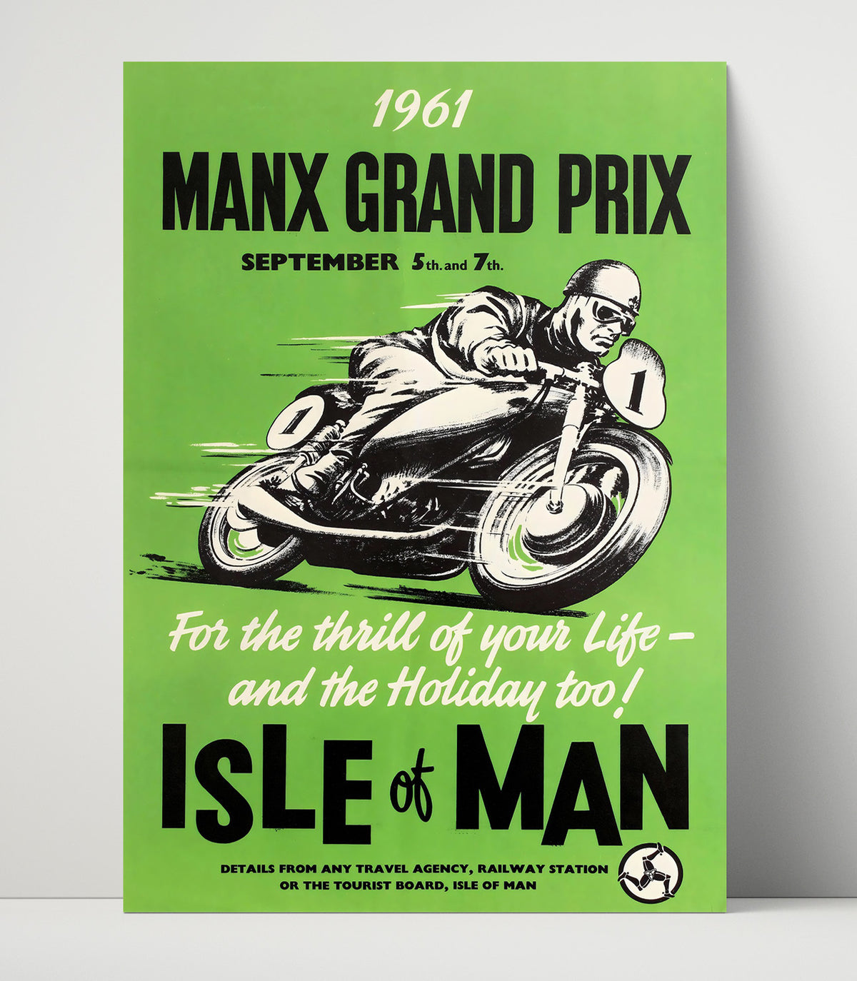 Isle of Man Manx Grand Prix 1961 Vintage Poster - Gallery Frame racing wall art