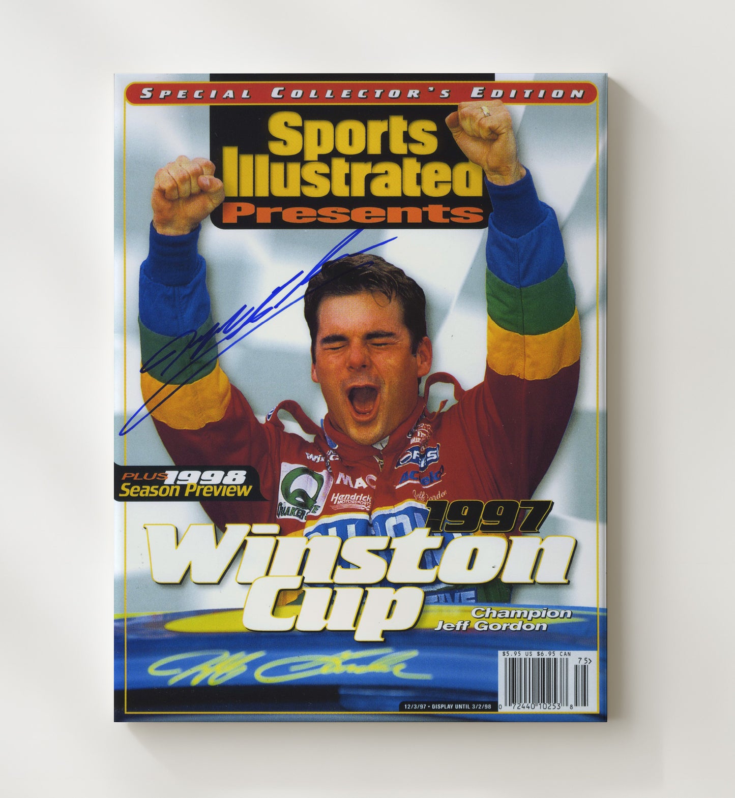 Jeff Gordon - 1997 Winston Cup Champion SI Cover Racing Wall Art 20x24 Canvas wall art print – Racing Wall Art decor