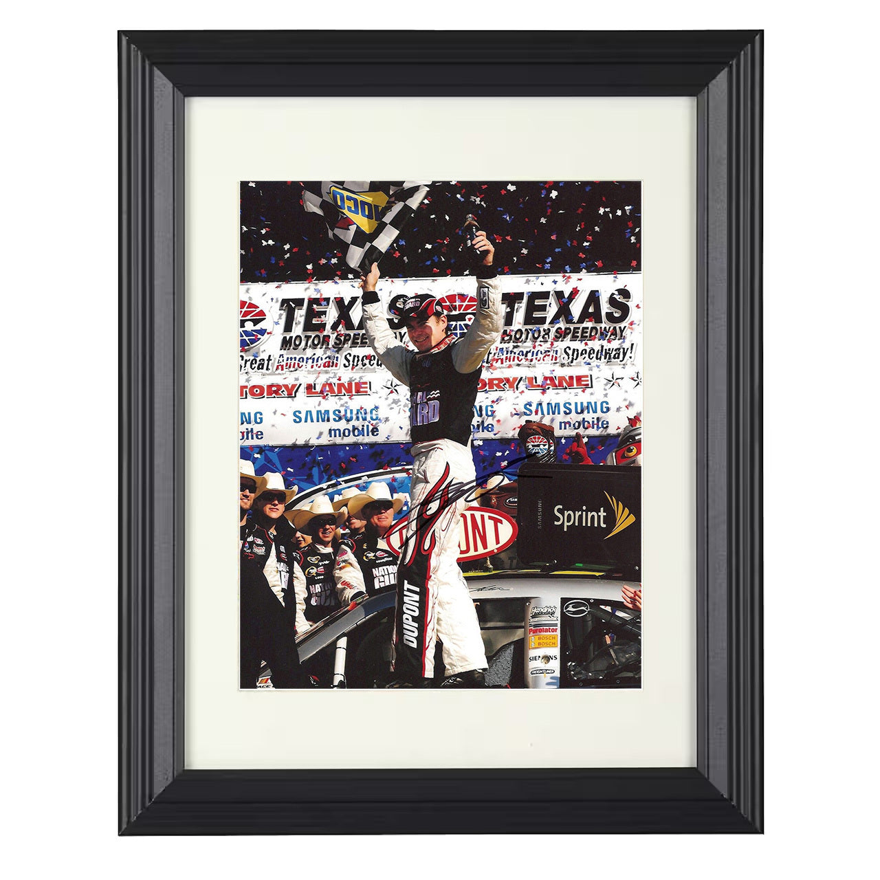 Jeff Gordon – Dupont Texas Victory Lane 8x10 matted black framed racing wall art