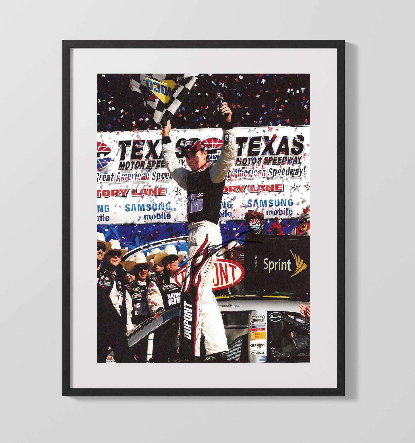 Jeff Gordon - Dupont Texas Victory Lane Racing Wall Art 16x20 Gallery Frame wall art print – Racing Wall Art decor