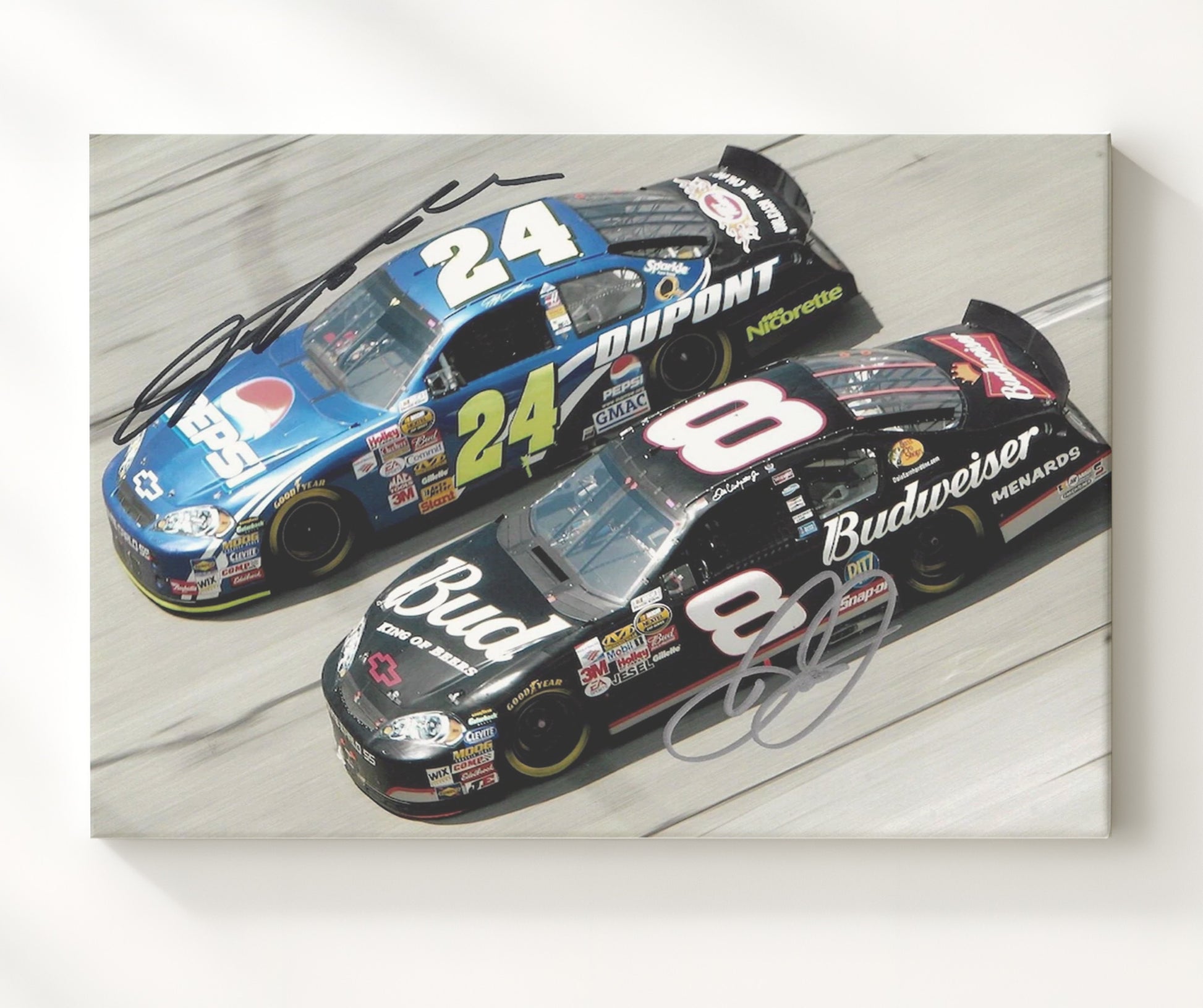 Jeff Gordon and Dale Earnhardt - Daytona 500 Fight- Landscape.jpg Racing Wall Art 20x24 Canvas wall art print – Racing Wall Art decor