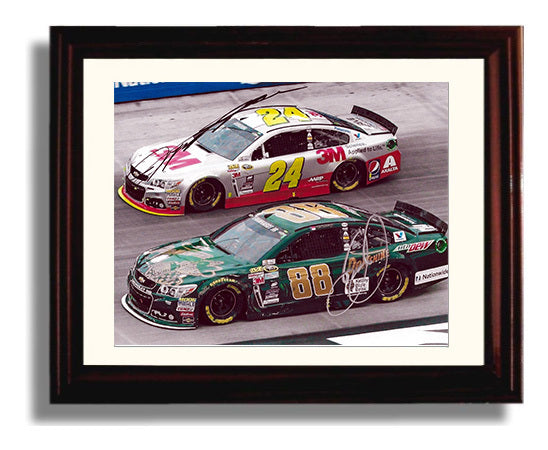Jeff Gordon and Dale Earnhardt - Duel on Track Racing Wall Art 8x10 Beveled Frame wall art print – Racing Wall Art decor