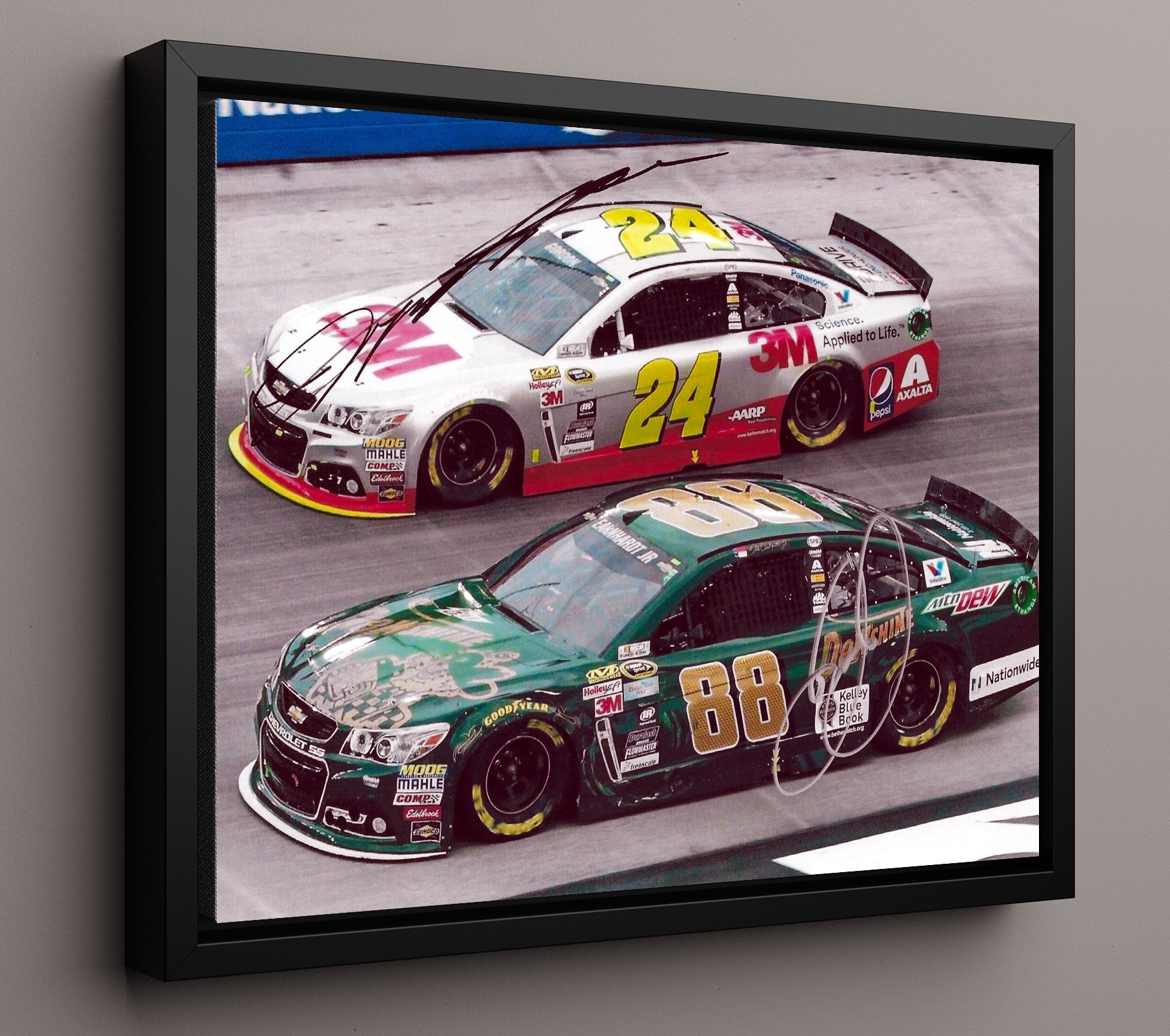 Jeff Gordon and Dale Earnhardt - Duel on Track - Unframed Print racing wall art