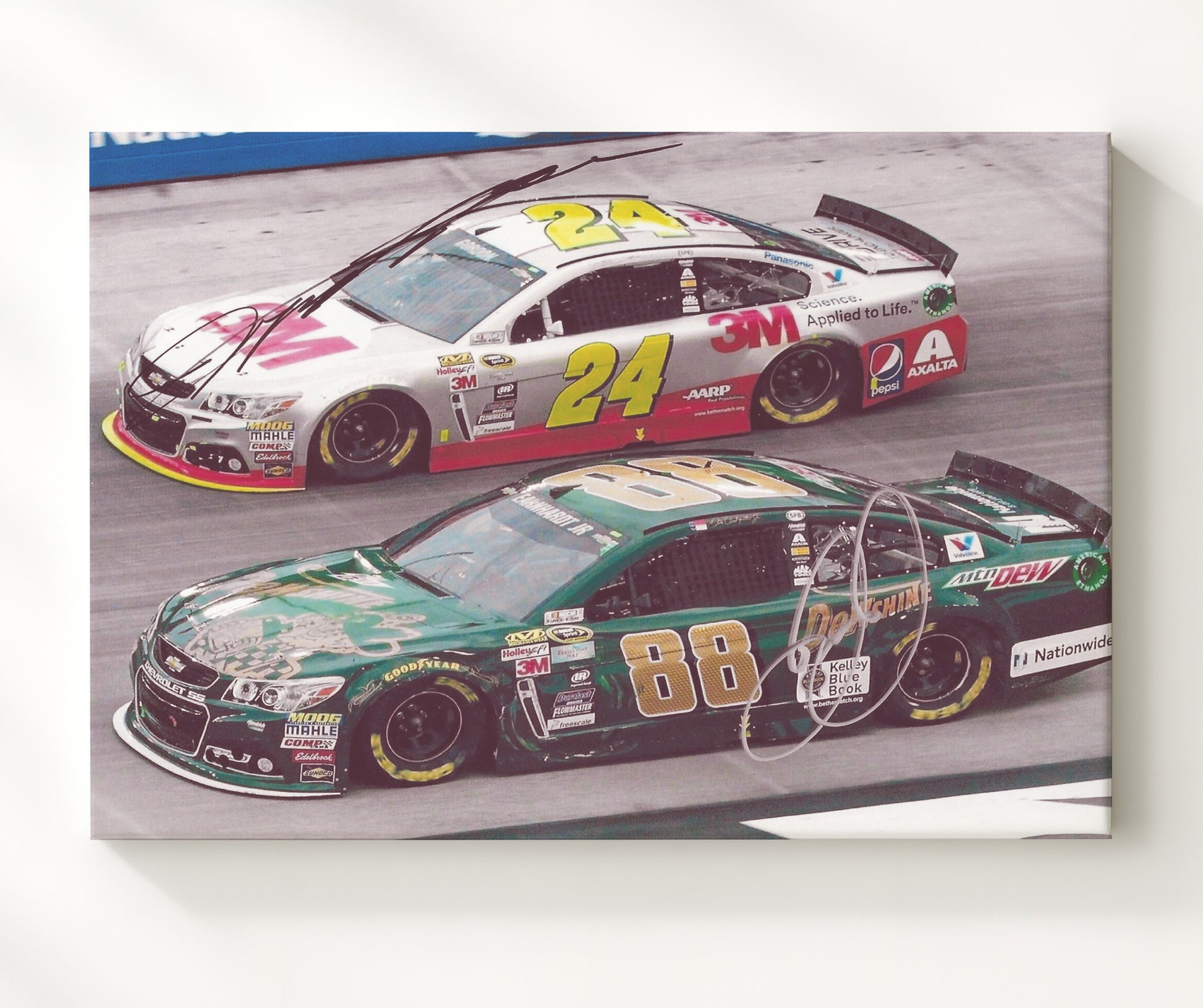 Jeff Gordon and Dale Earnhardt - Duel on Track Racing Wall Art 20x24 Canvas wall art print – Racing Wall Art decor