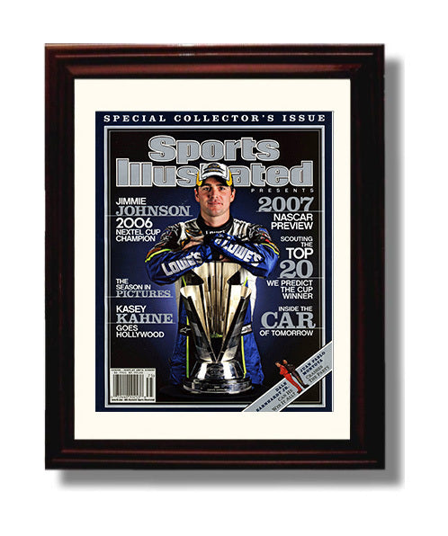Jimmie Johnson - 2007 NASCAR Preview SI Cover Racing Wall Art 8x10 Beveled Frame wall art print – Racing Wall Art decor
