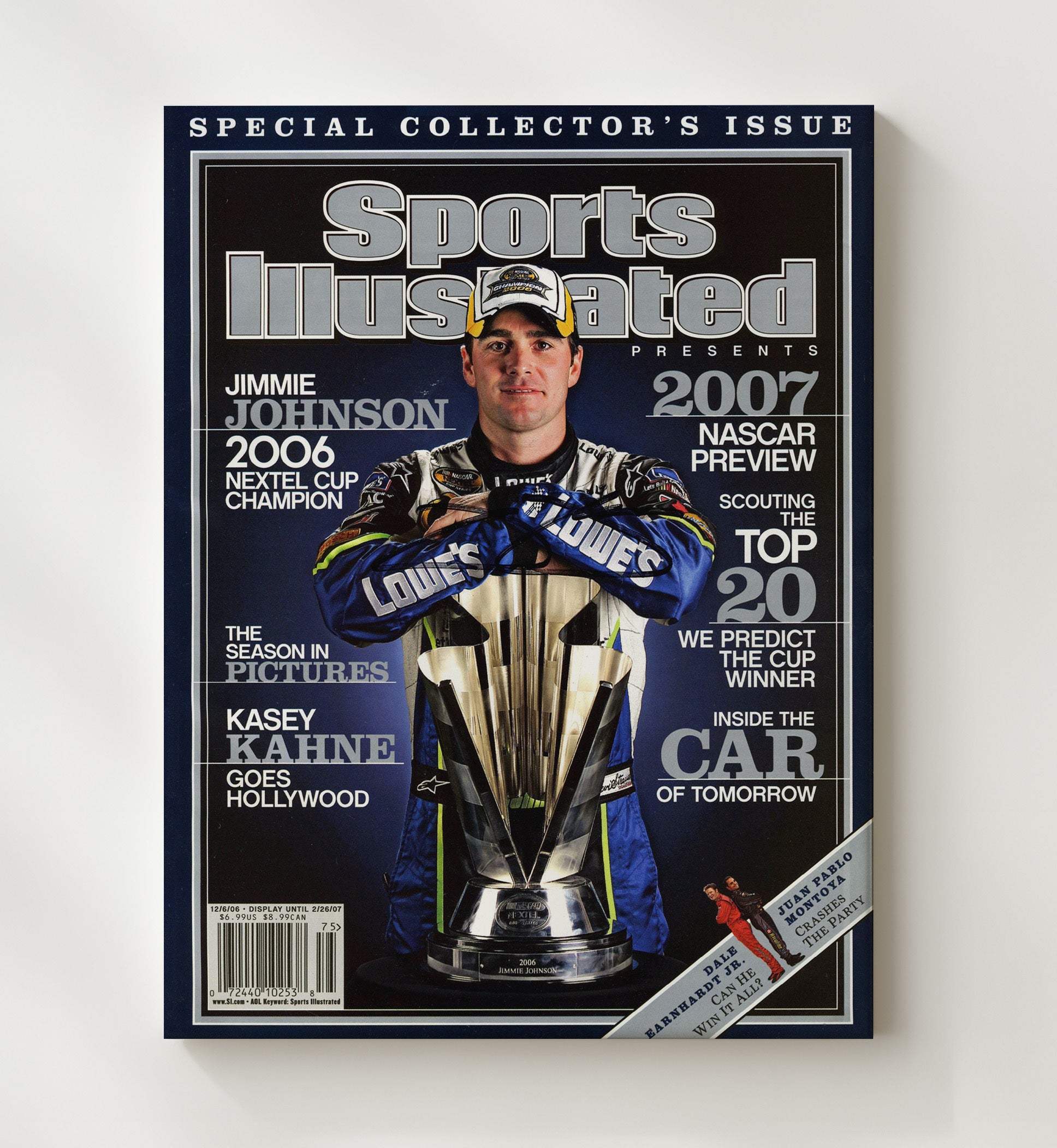 Jimmie Johnson - 2007 NASCAR Preview SI Cover Racing Wall Art 20x24 Canvas wall art print – Racing Wall Art decor