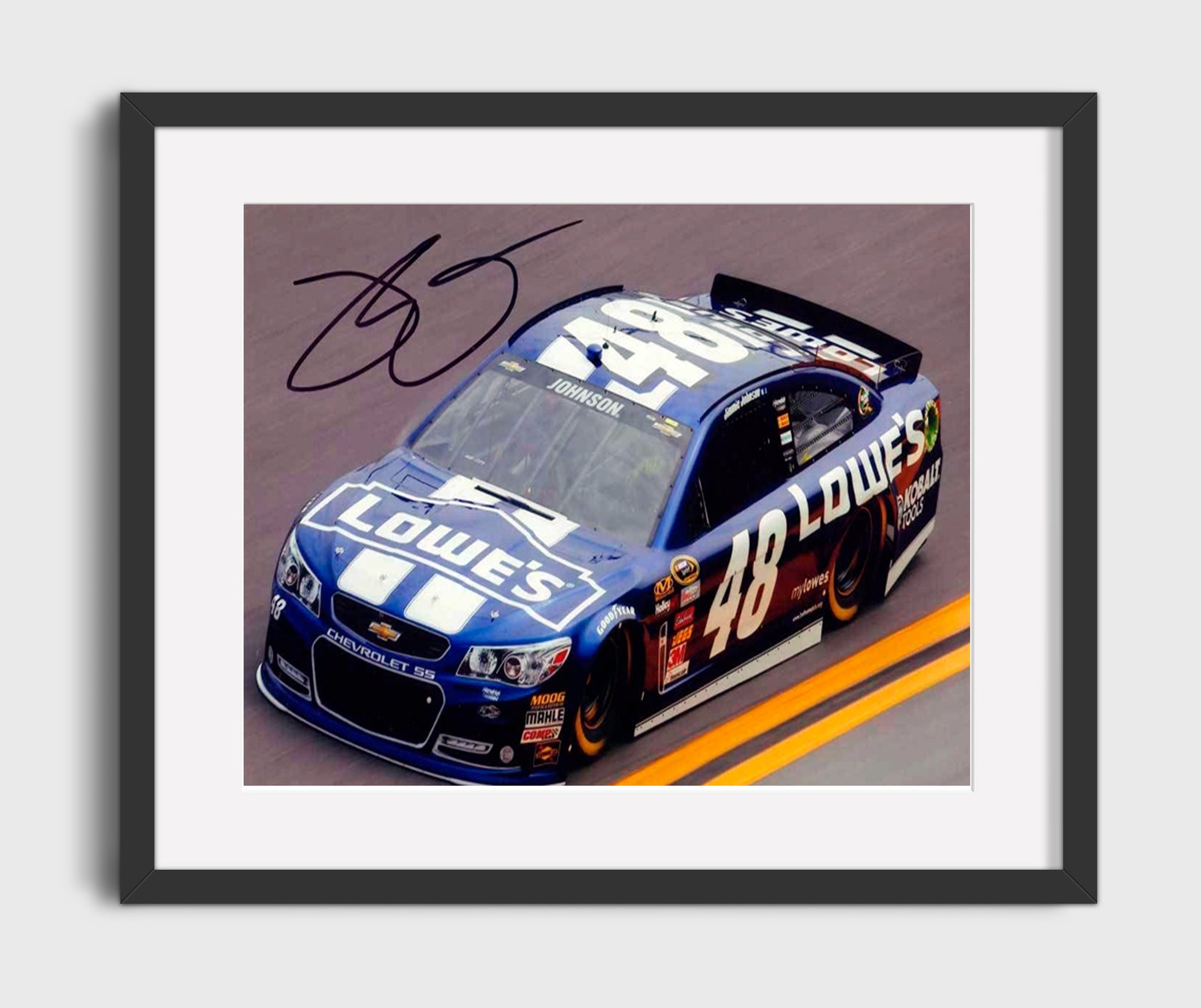Jimmie Johnson - Lowes Car- Landscape.jpg Racing Wall Art 16x20 Gallery Frame wall art print – Racing Wall Art decor