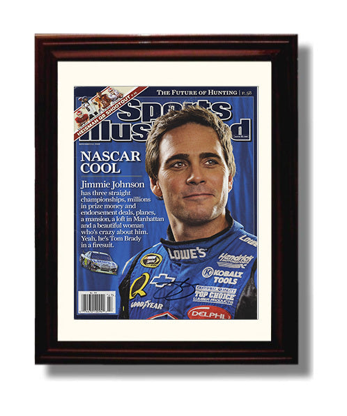 Jimmie Johnson - NASCAR Cool SI Cover Signed Racing Wall Art 8x10 Beveled Frame wall art print – Racing Wall Art decor