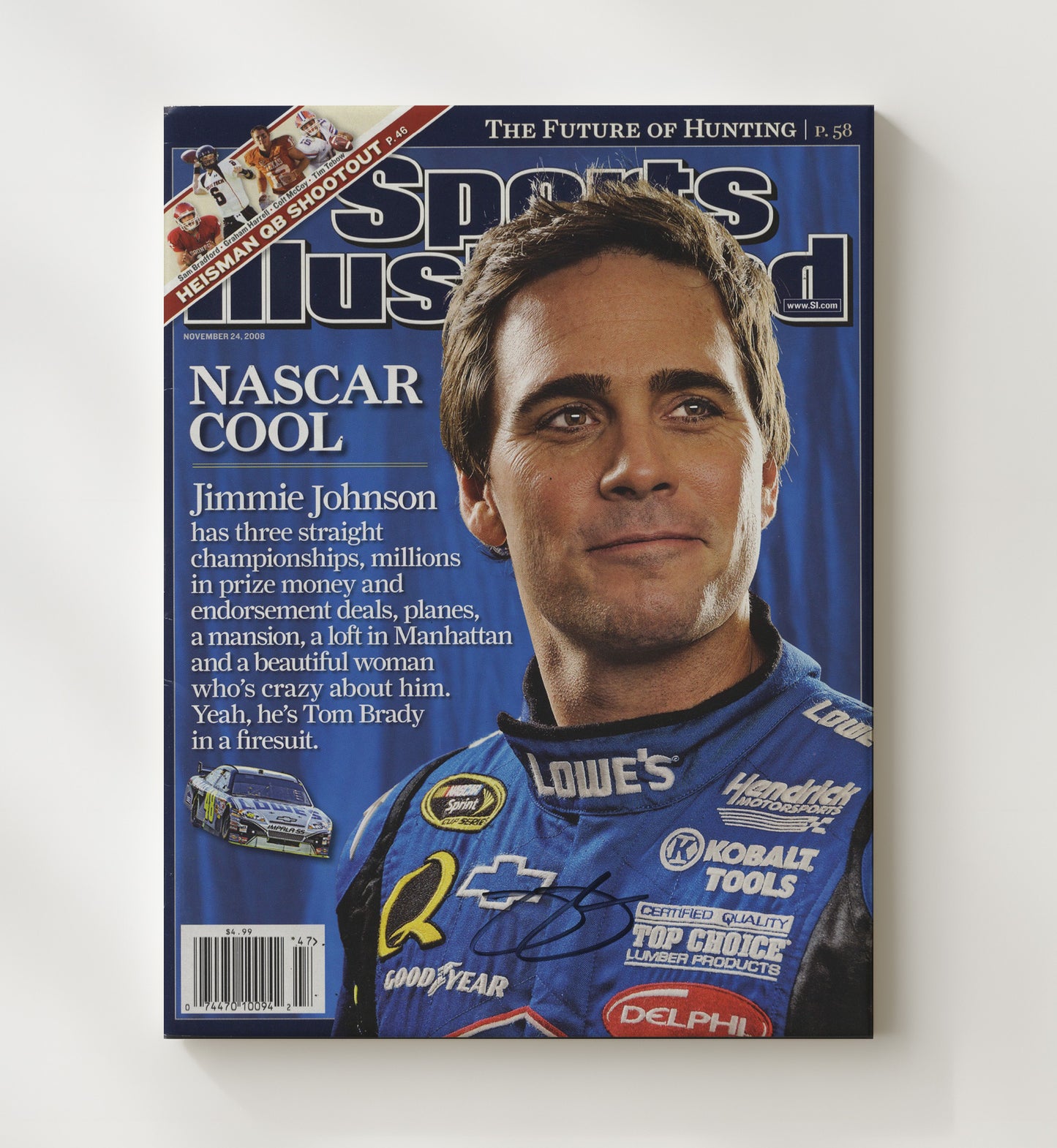 Jimmie Johnson - NASCAR Cool Signed SI Cover - Framed Canvas racing wall art