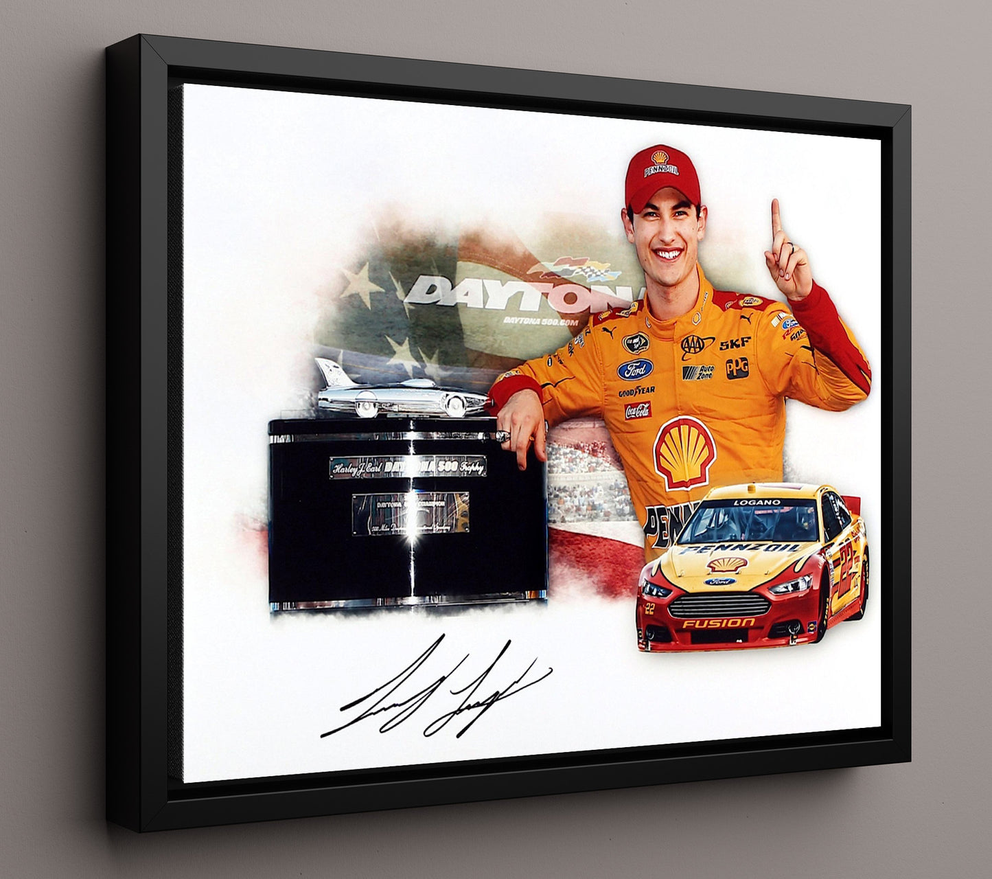 Joey Logano - Daytona 500 Trophy Celebration - Unframed Print racing wall art