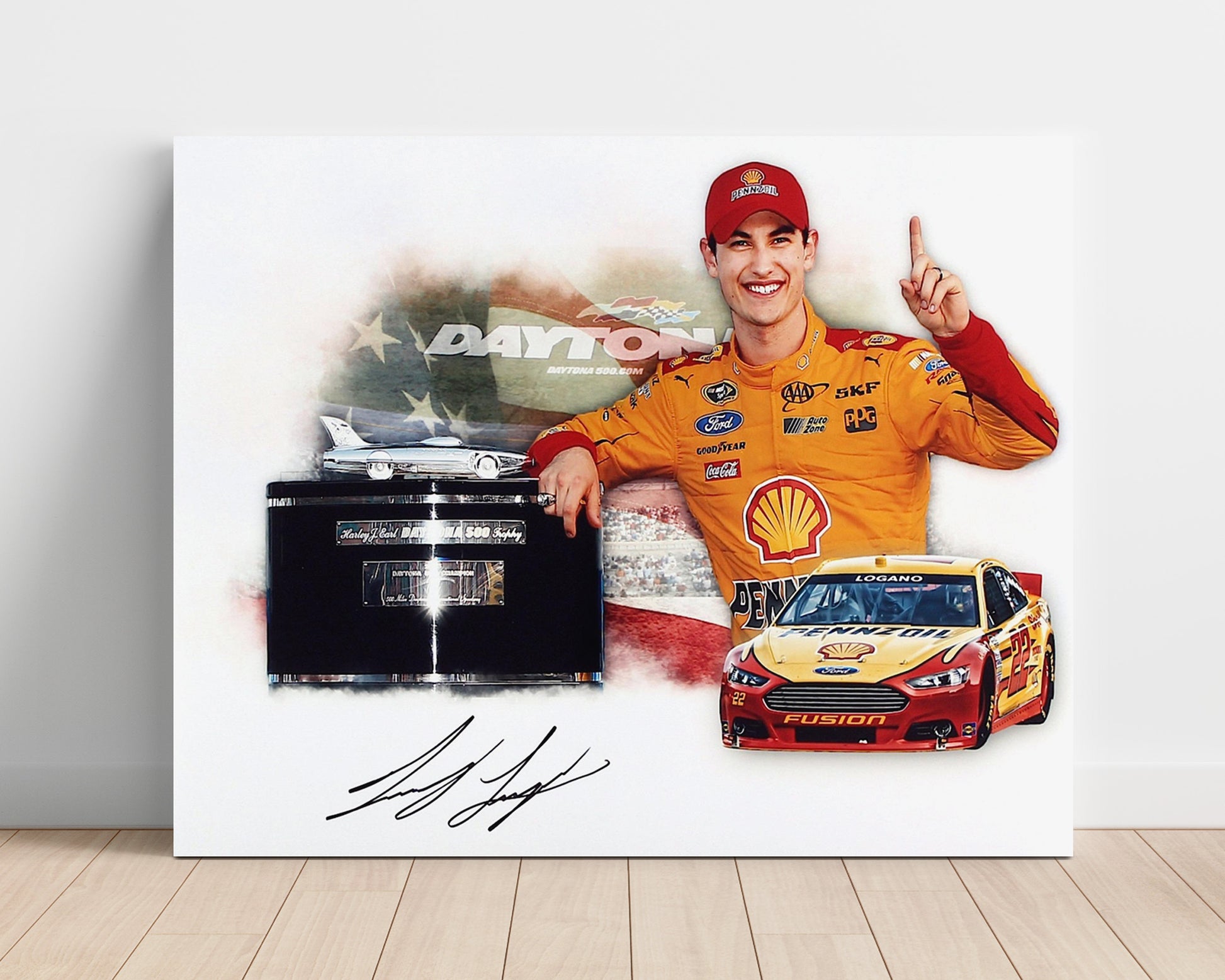 Joey Logano - Daytona 500 Trophy Celebration - Gallery Frame racing wall art
