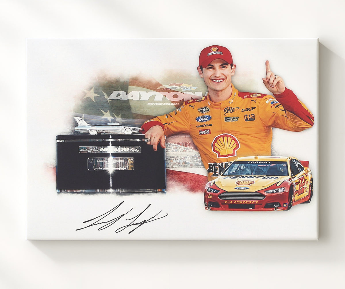 Joey Logano - Daytona 500 Trophy Celebration - Framed Canvas racing wall art