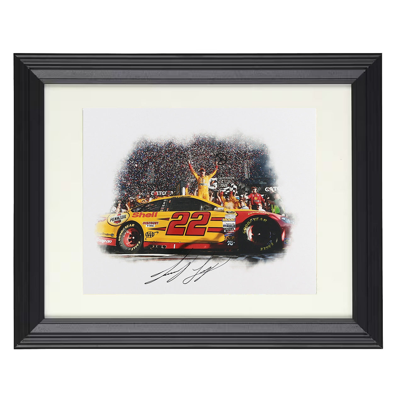 Joey Logano – Daytona 500 Victory Lane 8x10 matted black framed racing wall art