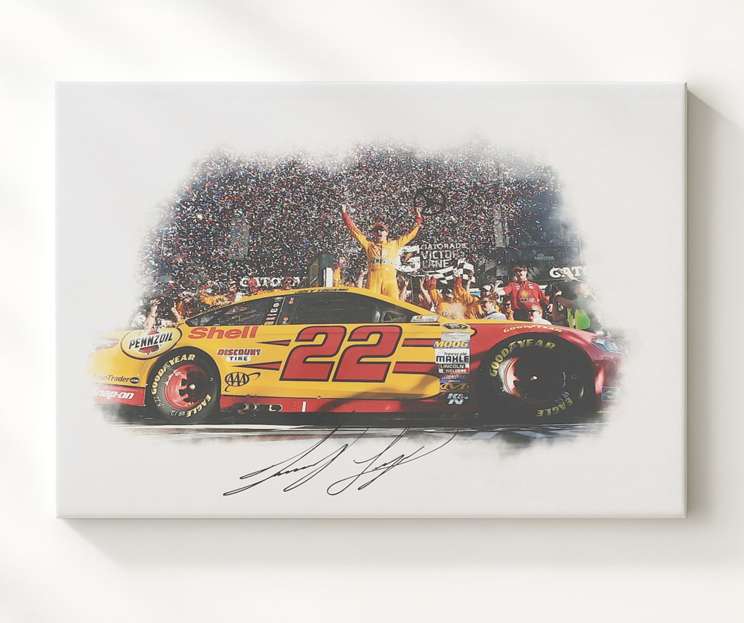 Joey Logano - Daytona 500 Victory Lane Racing Wall Art 20x24 Canvas wall art print – Racing Wall Art decor