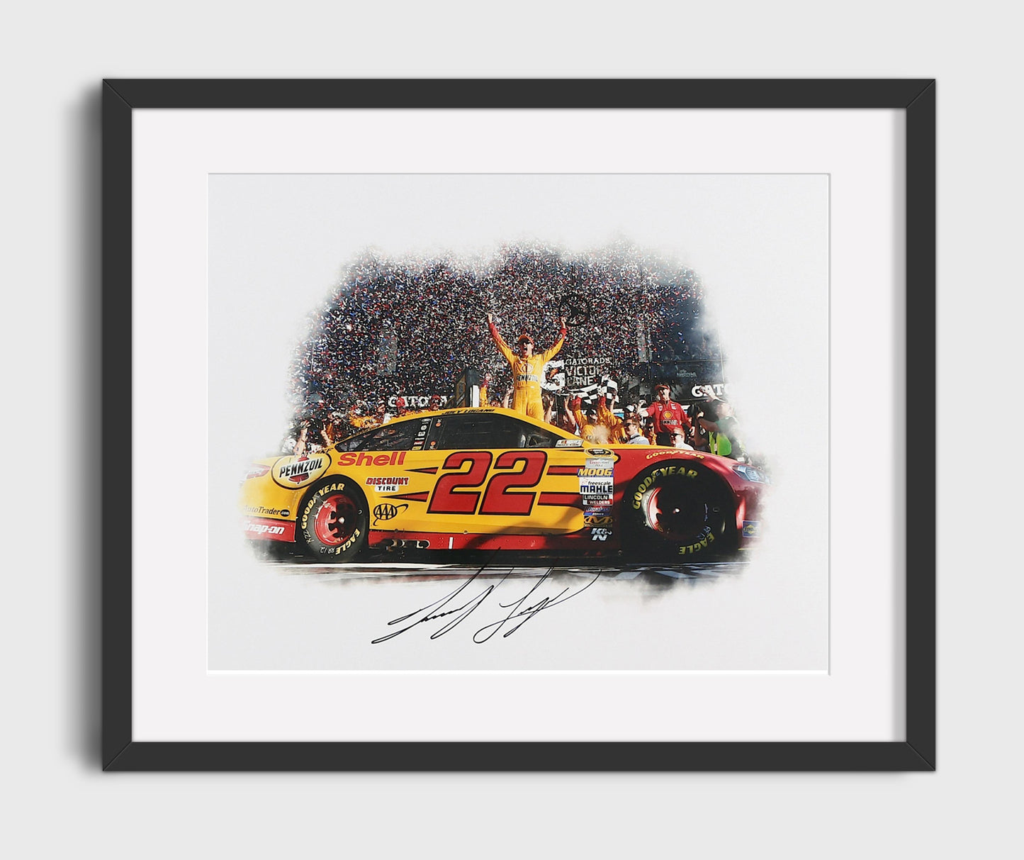 Joey Logano - Daytona 500 Victory Lane Racing Wall Art 16x20 Gallery Frame wall art print – Racing Wall Art decor