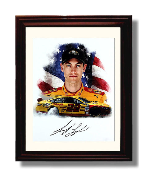 Joey Logano - Pennzoil Mustang American Flag Portrait Racing Wall Art 8x10 Beveled Frame wall art print – Racing Wall Art decor