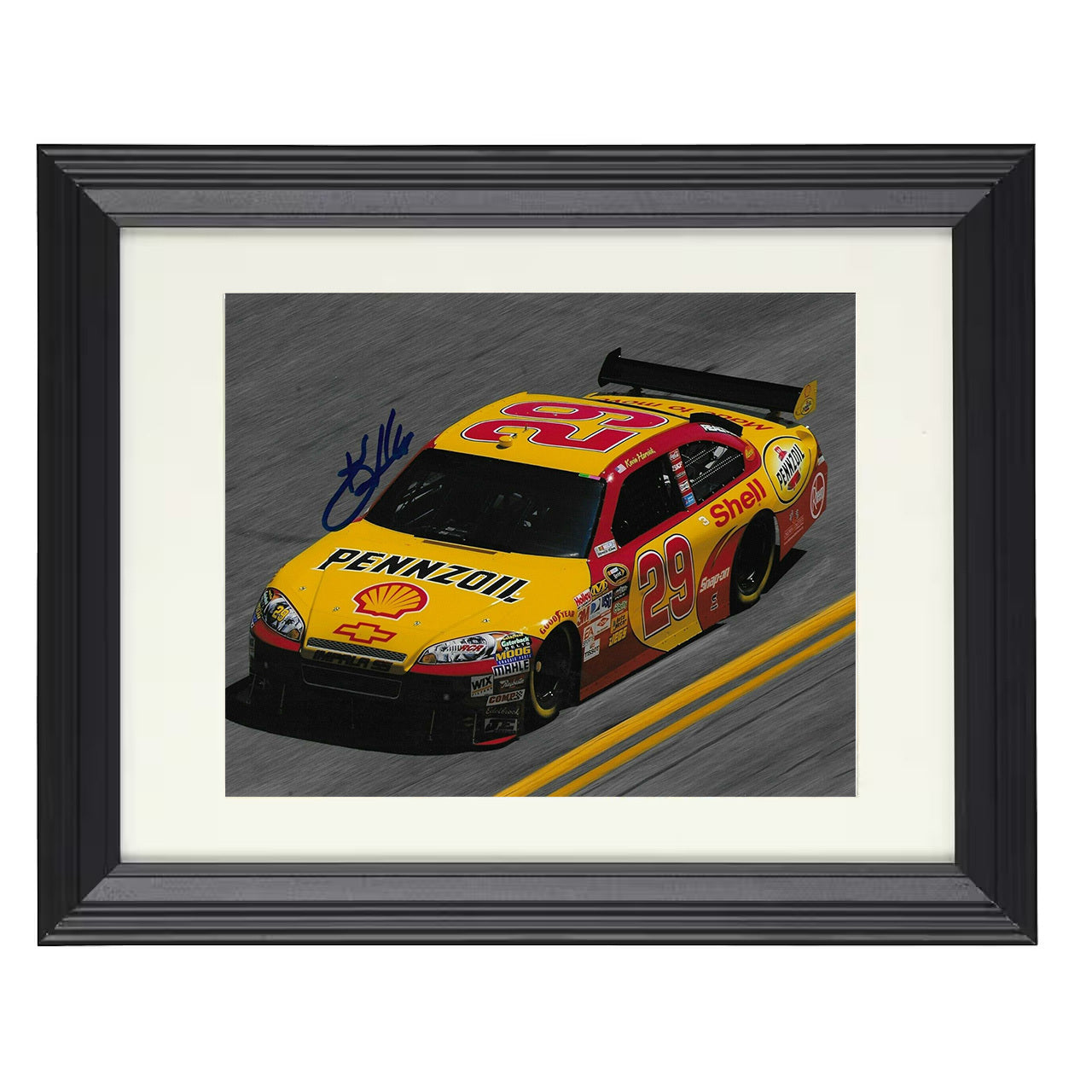 Kevin Harvick – Pennzoil Shell Ford 8x10 matted black framed racing wall art