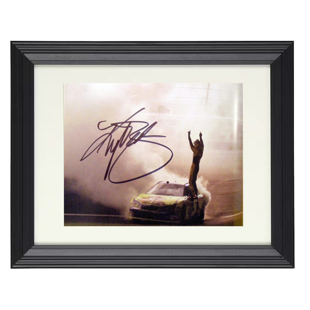 Kyle Busch – Burnout Victory Celebration 8x10 matted black framed racing wall art