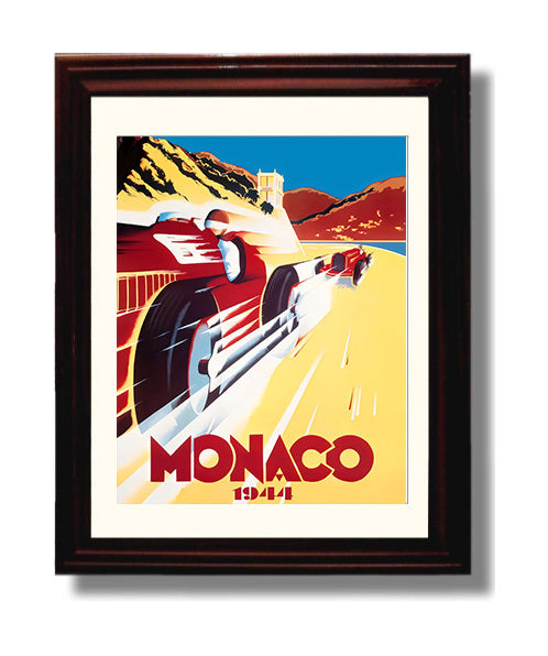 Monaco Grand Prix 1944 Vintage Poster Racing Wall Art 8x10 Beveled Frame wall art print – Racing Wall Art decor