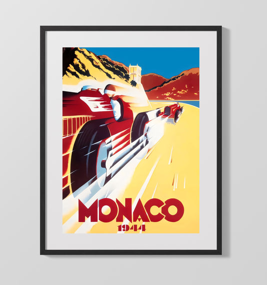 Monaco Grand Prix 1944 Vintage Poster - Canvas racing wall art