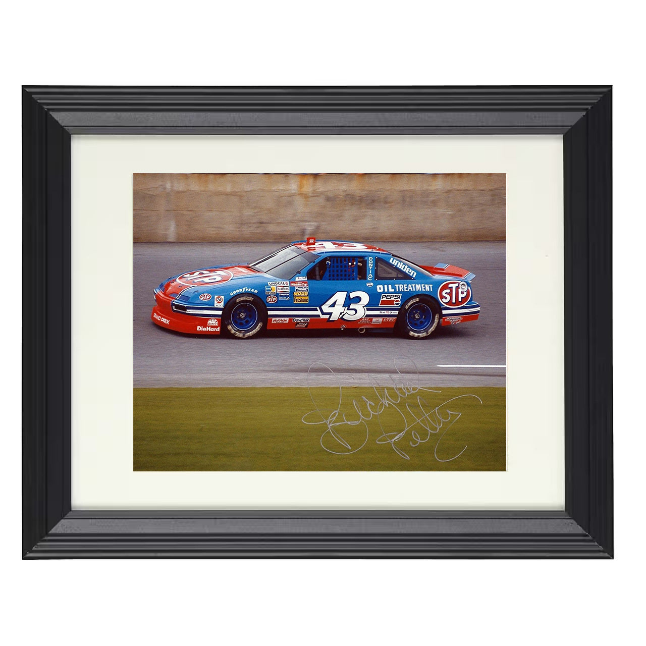 Richard Petty – STP No. 43 Race Car Profile 8x10 matted black framed racing wall art