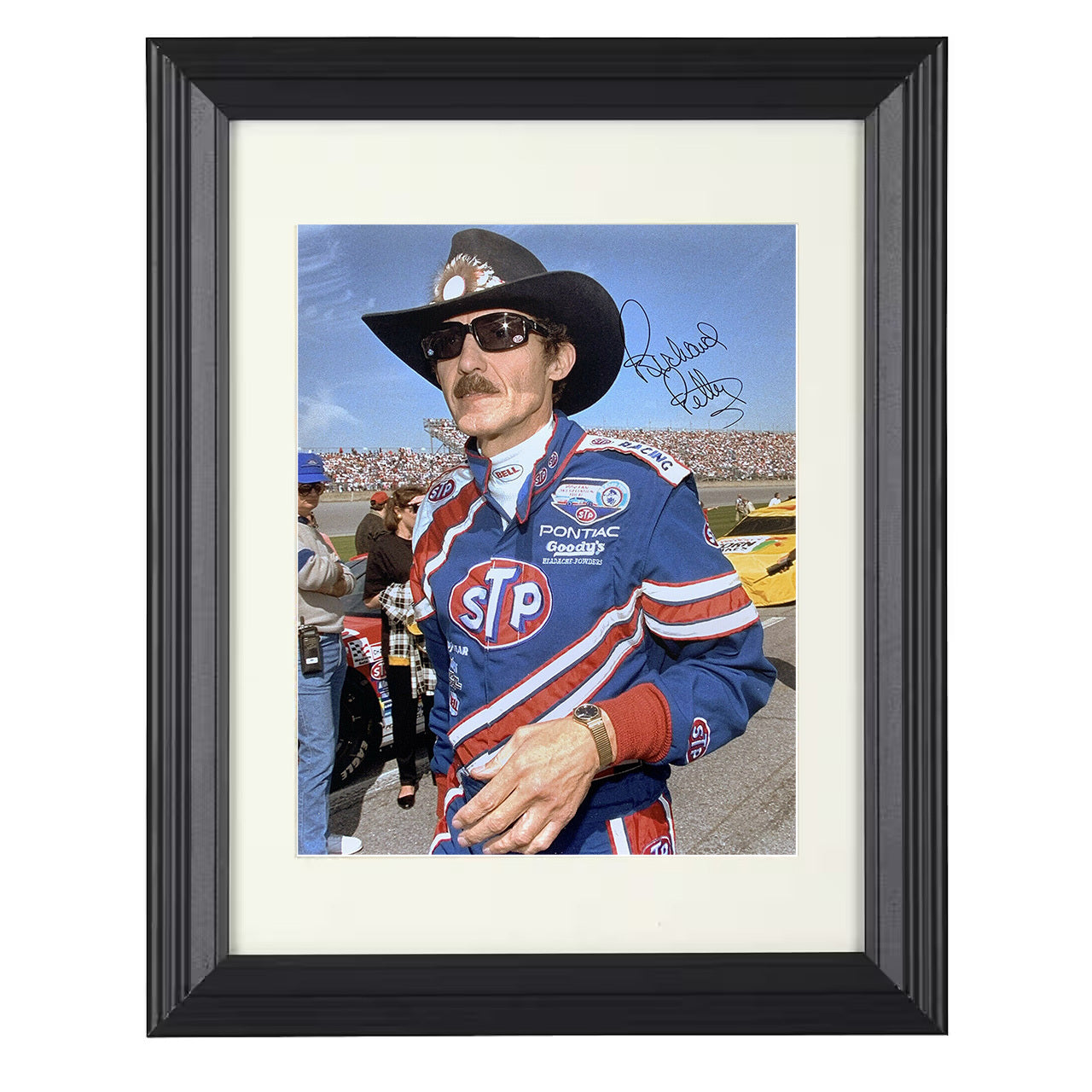 Richard Petty – STP Pit Road Image 8x10 matted black framed racing wall art