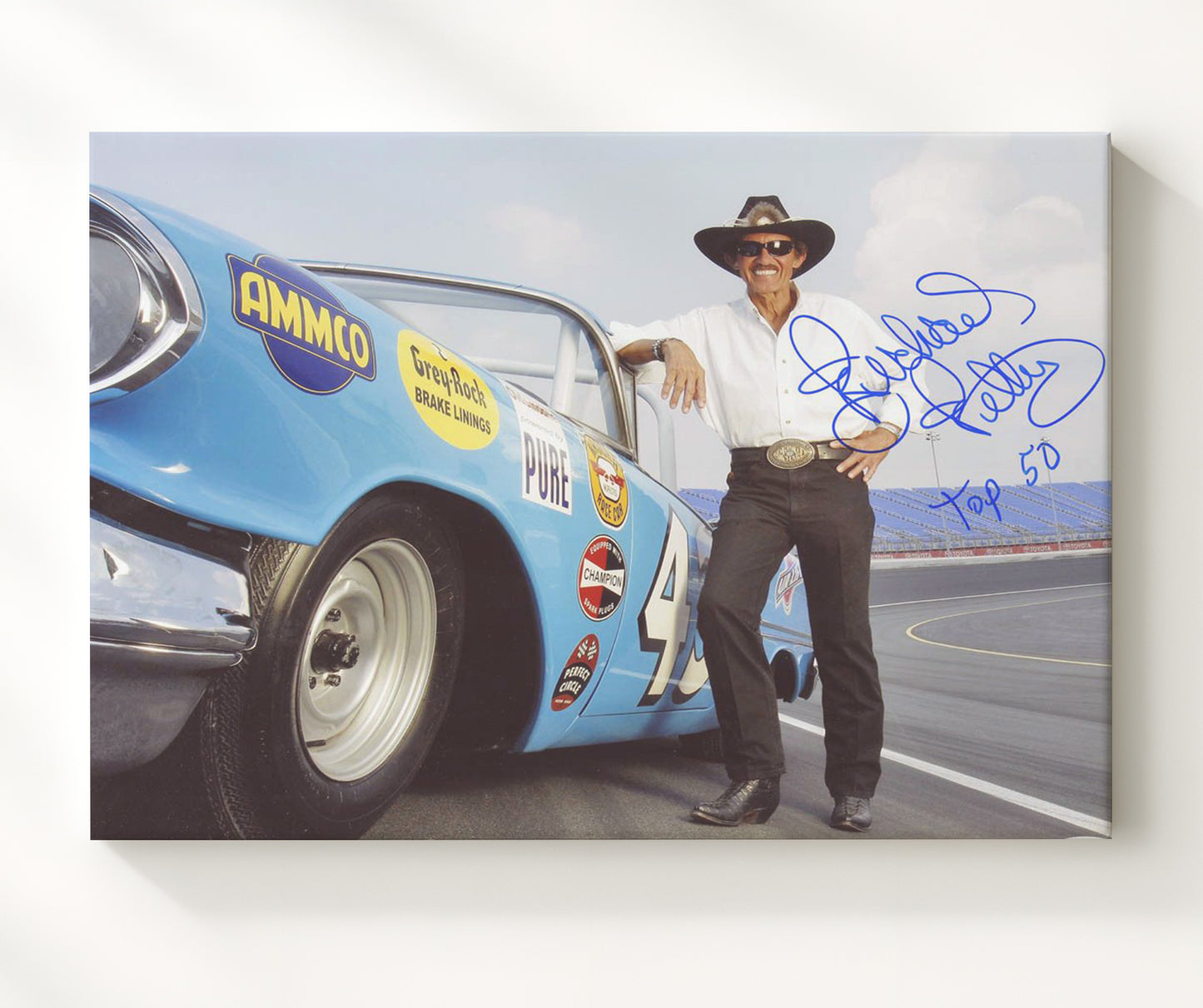 Richard Petty Seven-Time Champion Tribute - Framed Canvas racing wall art